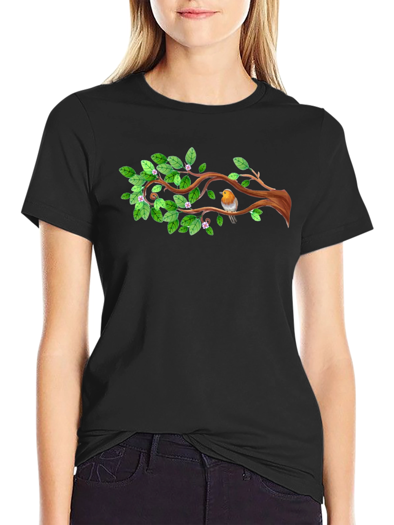 Natures Embrace: Bird on Branch T-Shirt