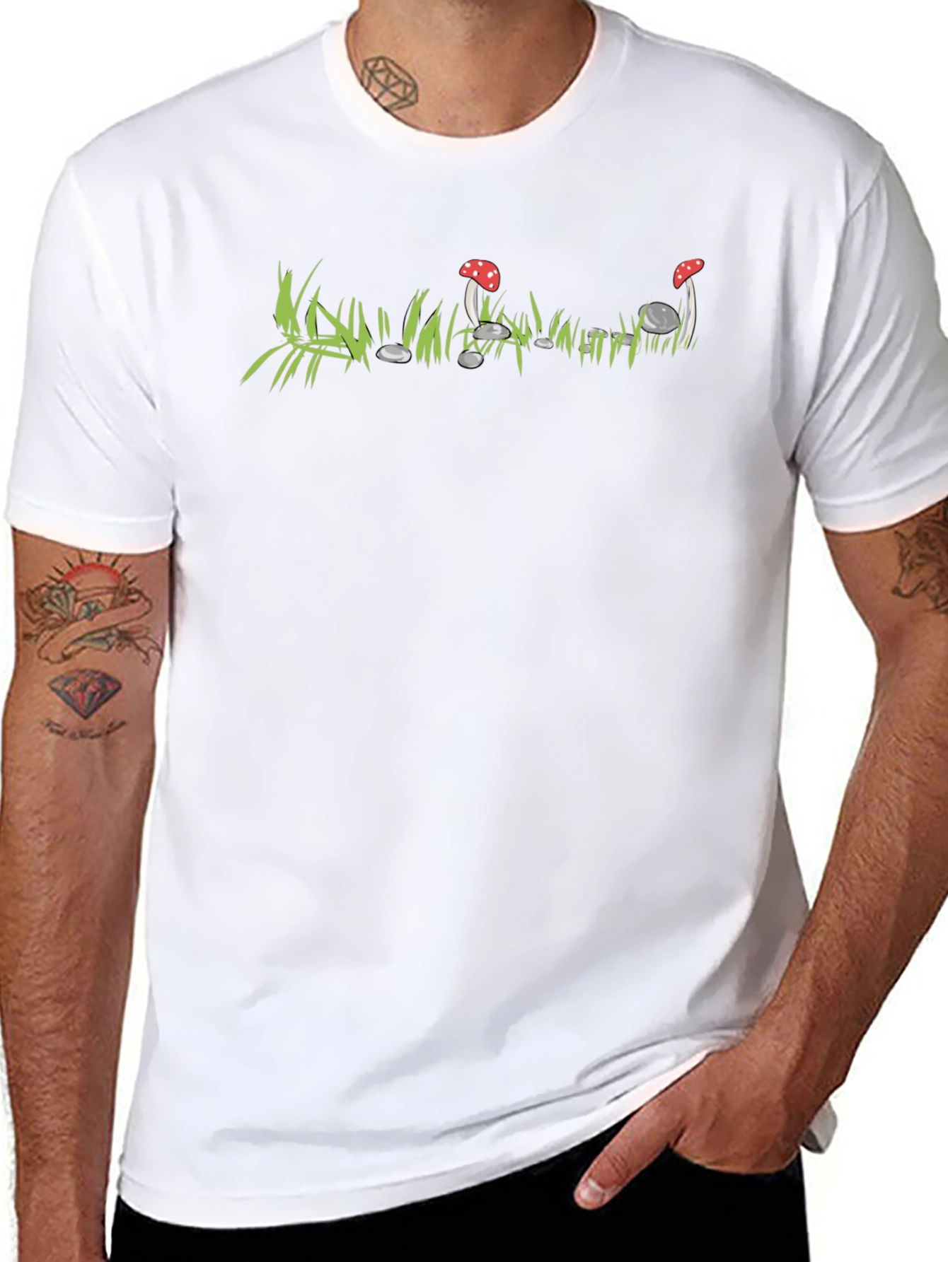 Mushroom Patch Graphic Tee - Soft Cotton Crewneck T-Shirt