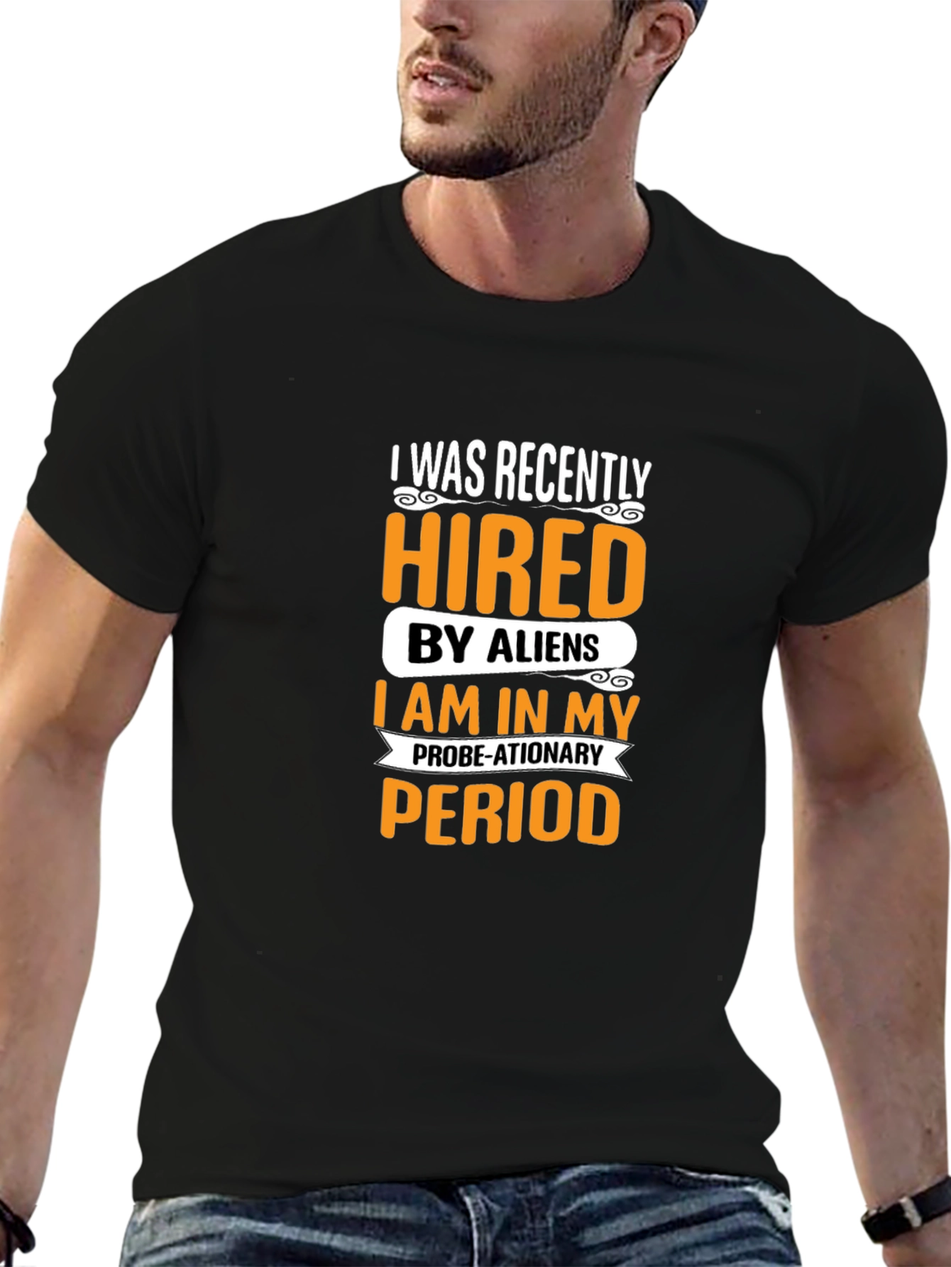 Hired by Aliens Graphic Tee - Black Cotton T-Shirt
