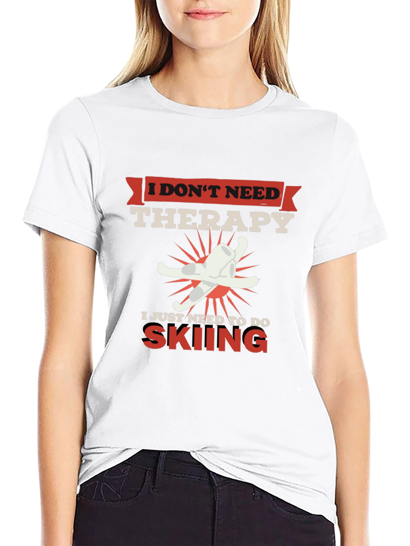 Skiing Therapy T-Shirt - Funny Ski Lover Tee