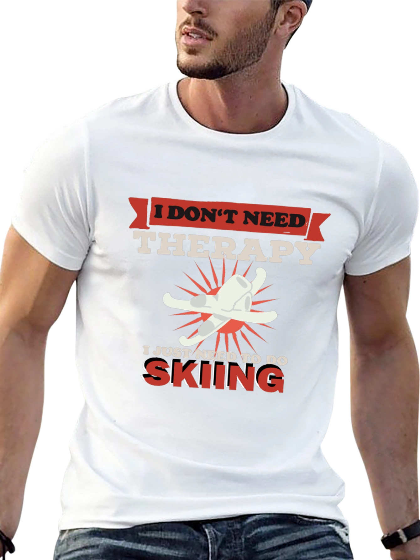 Skiing Therapy T-Shirt - Funny Ski Lover Tee