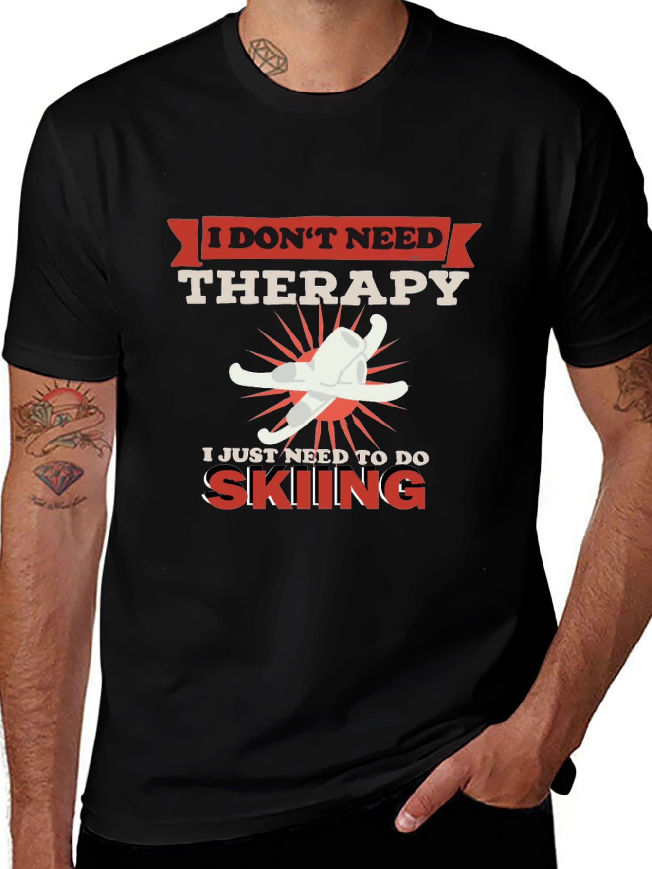 Skiing Therapy T-Shirt - Funny Ski Lover Tee