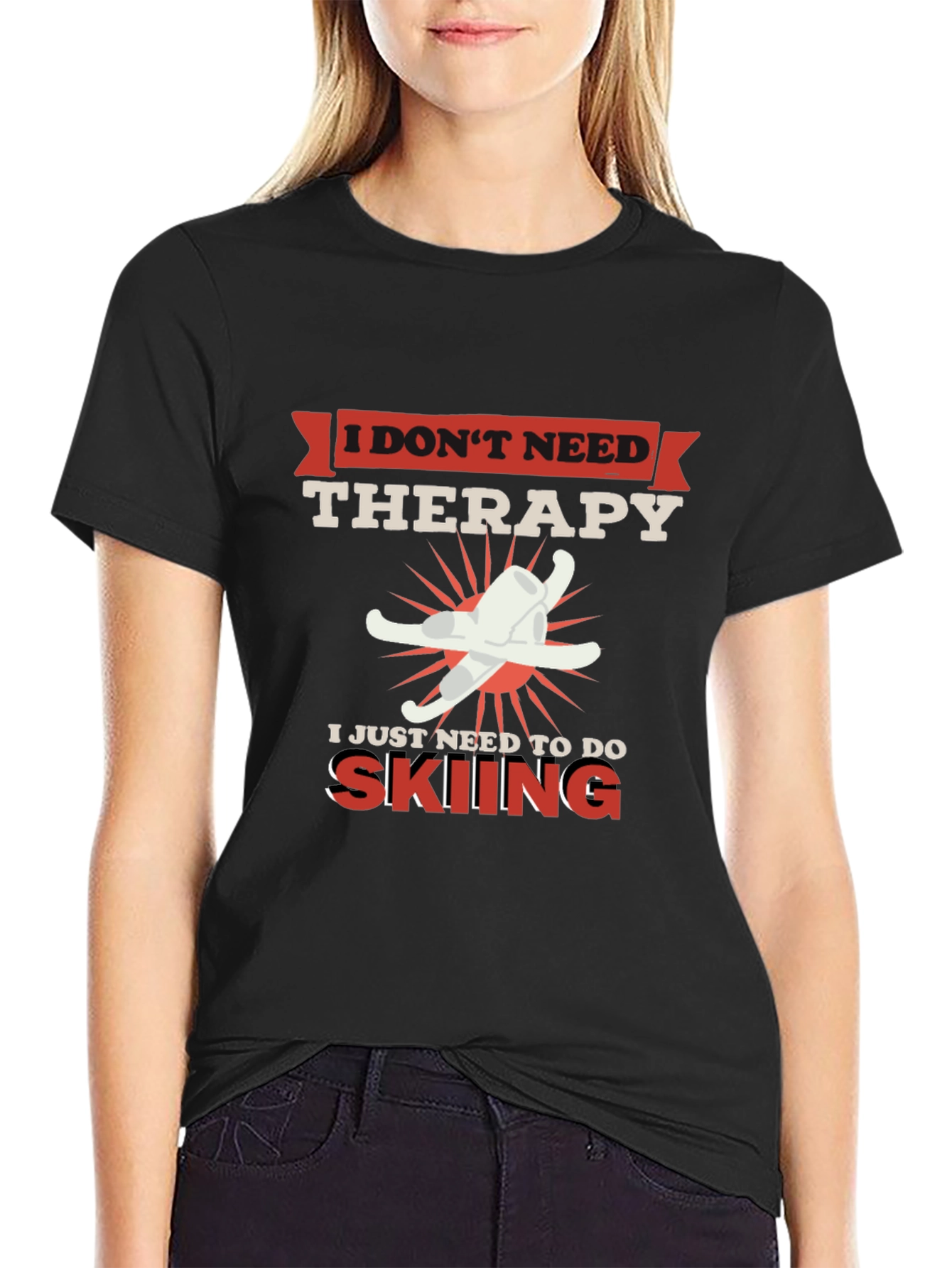 Skiing Therapy T-Shirt - Funny Ski Lover Tee