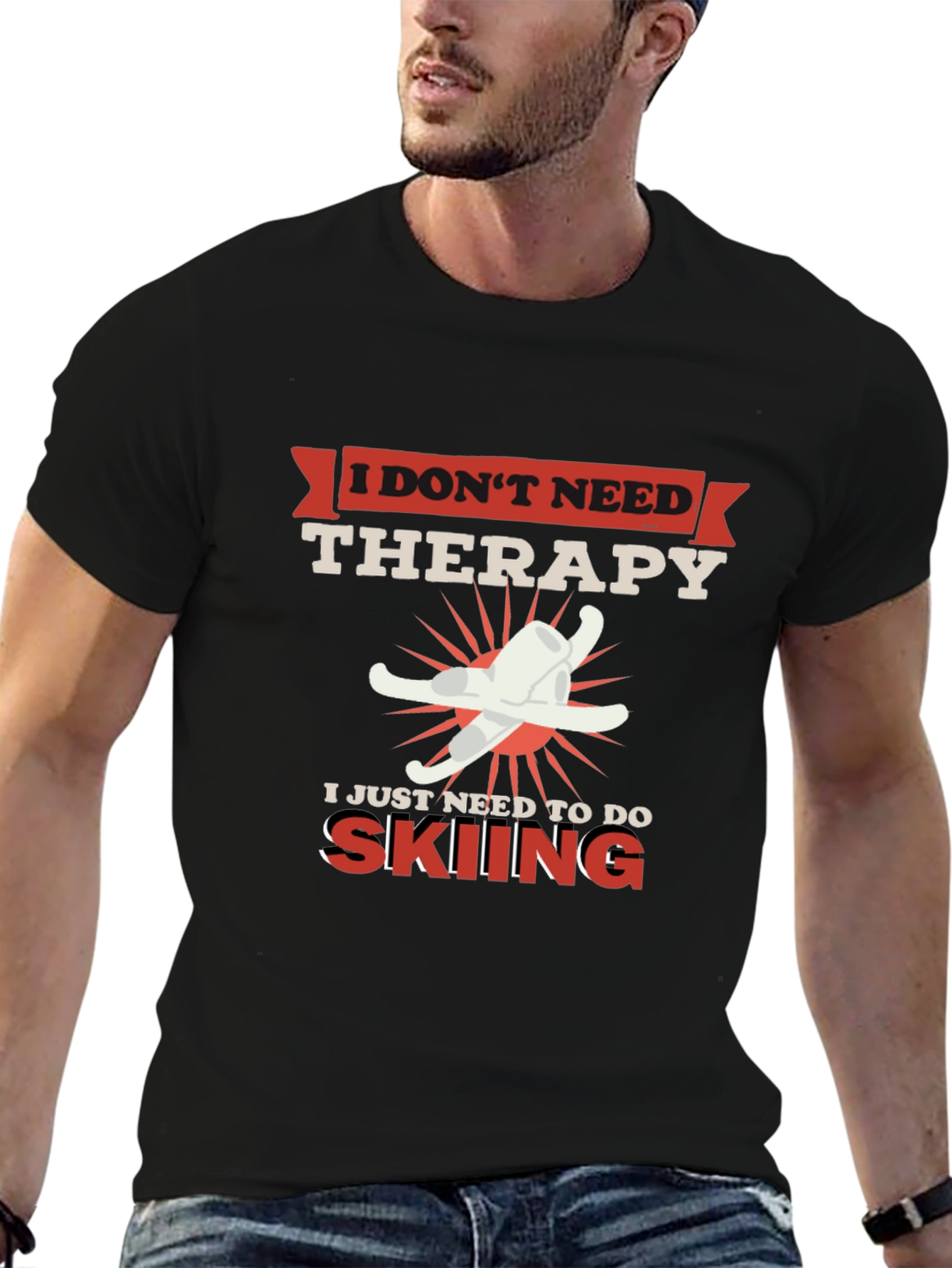 Skiing Therapy T-Shirt - Funny Ski Lover Tee