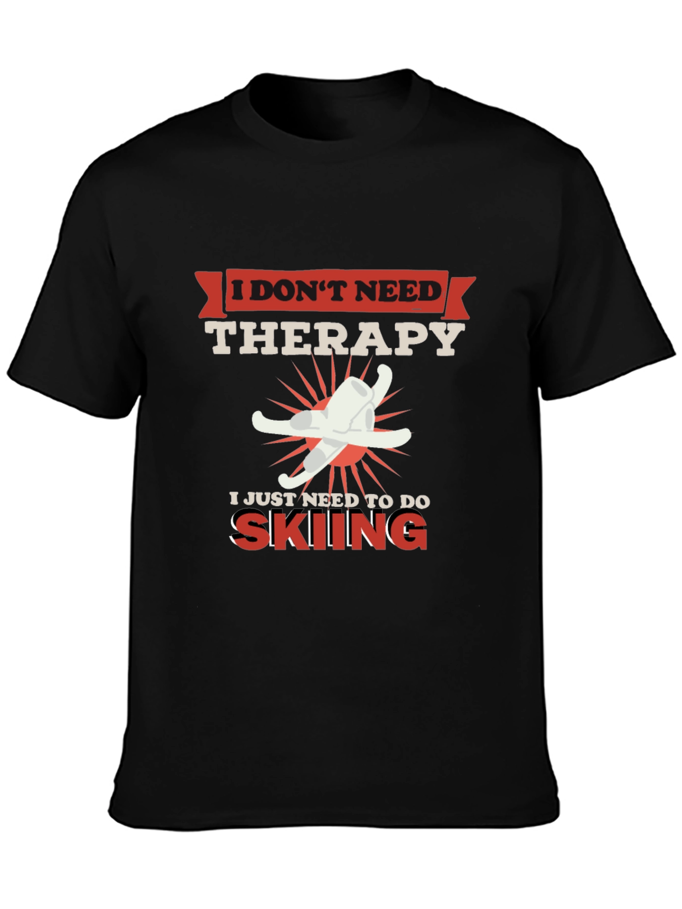 Skiing Therapy T-Shirt - Funny Ski Lover Tee