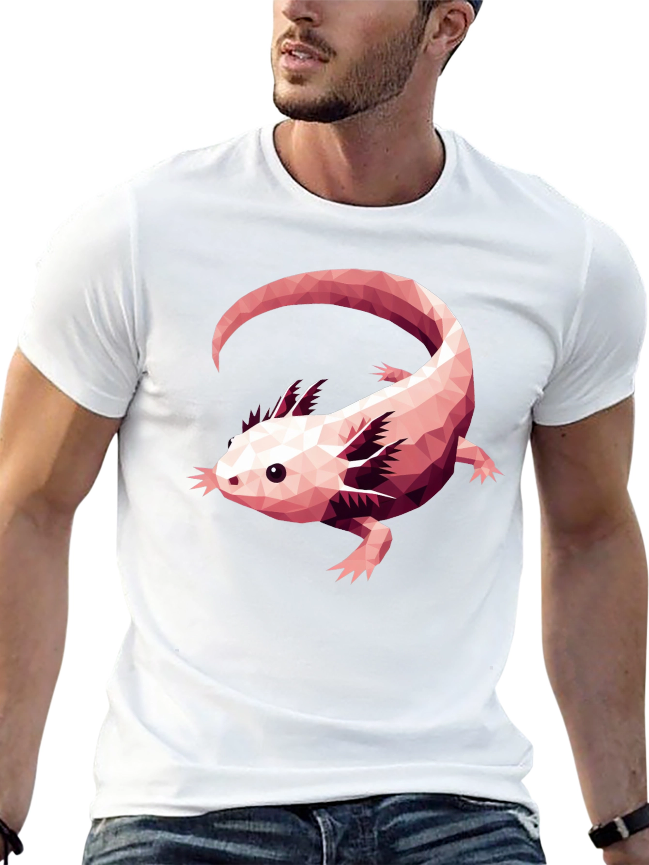 Axolotl Geometric Design Black T-Shirt