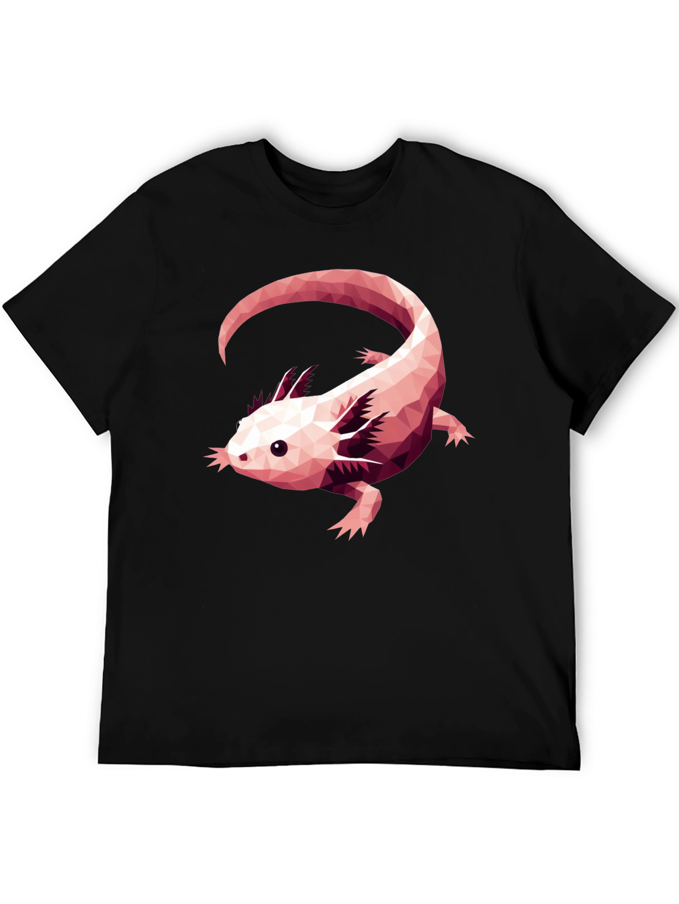Axolotl Geometric Design Black T-Shirt
