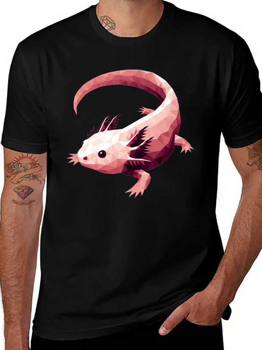 Axolotl Geometric Design Black T-Shirt