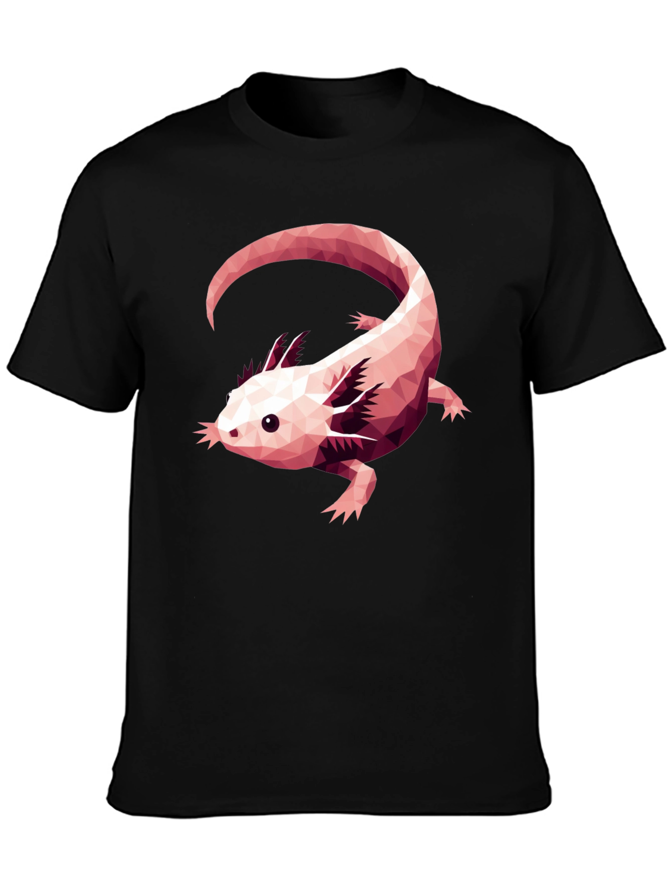 Axolotl Geometric Design Black T-Shirt