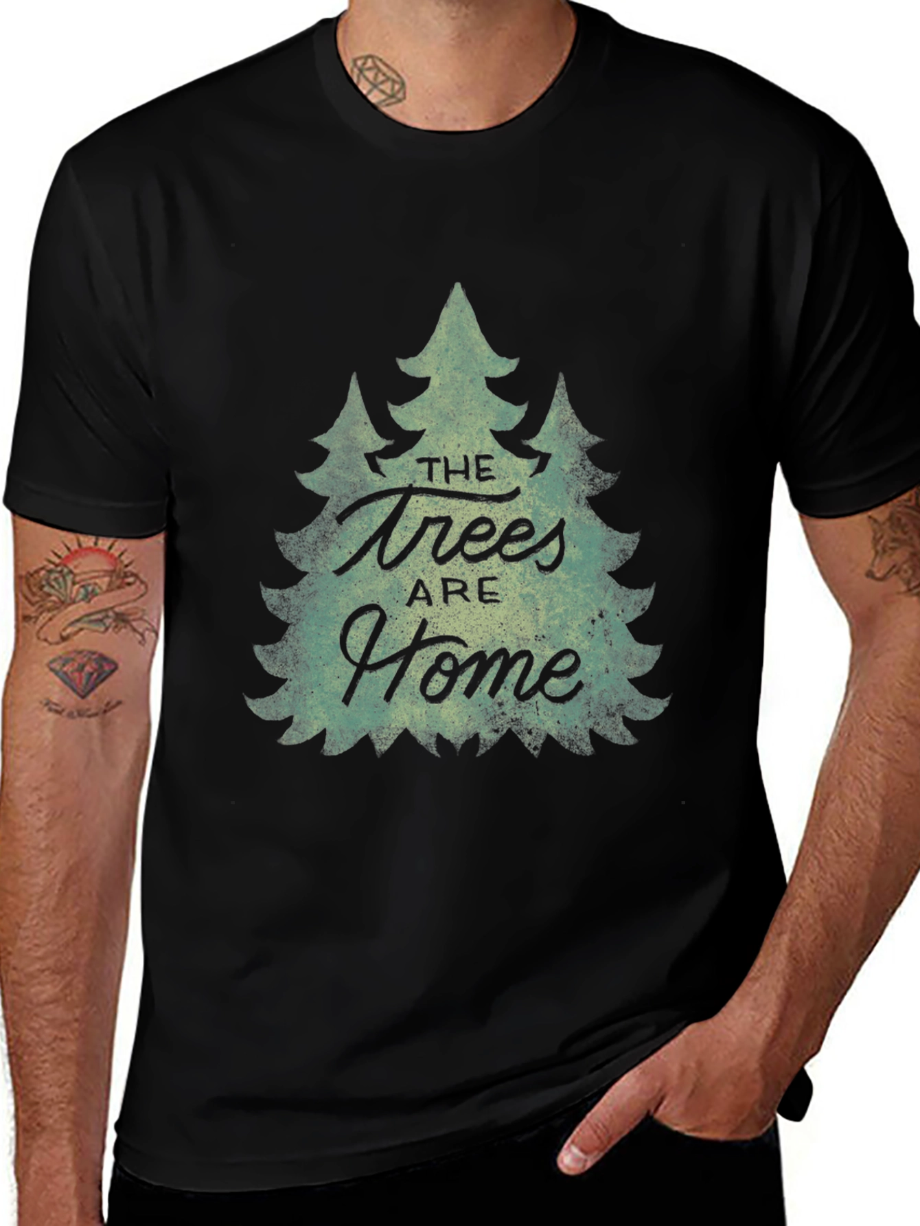 Trees Are Home Black Graphic T-Shirt