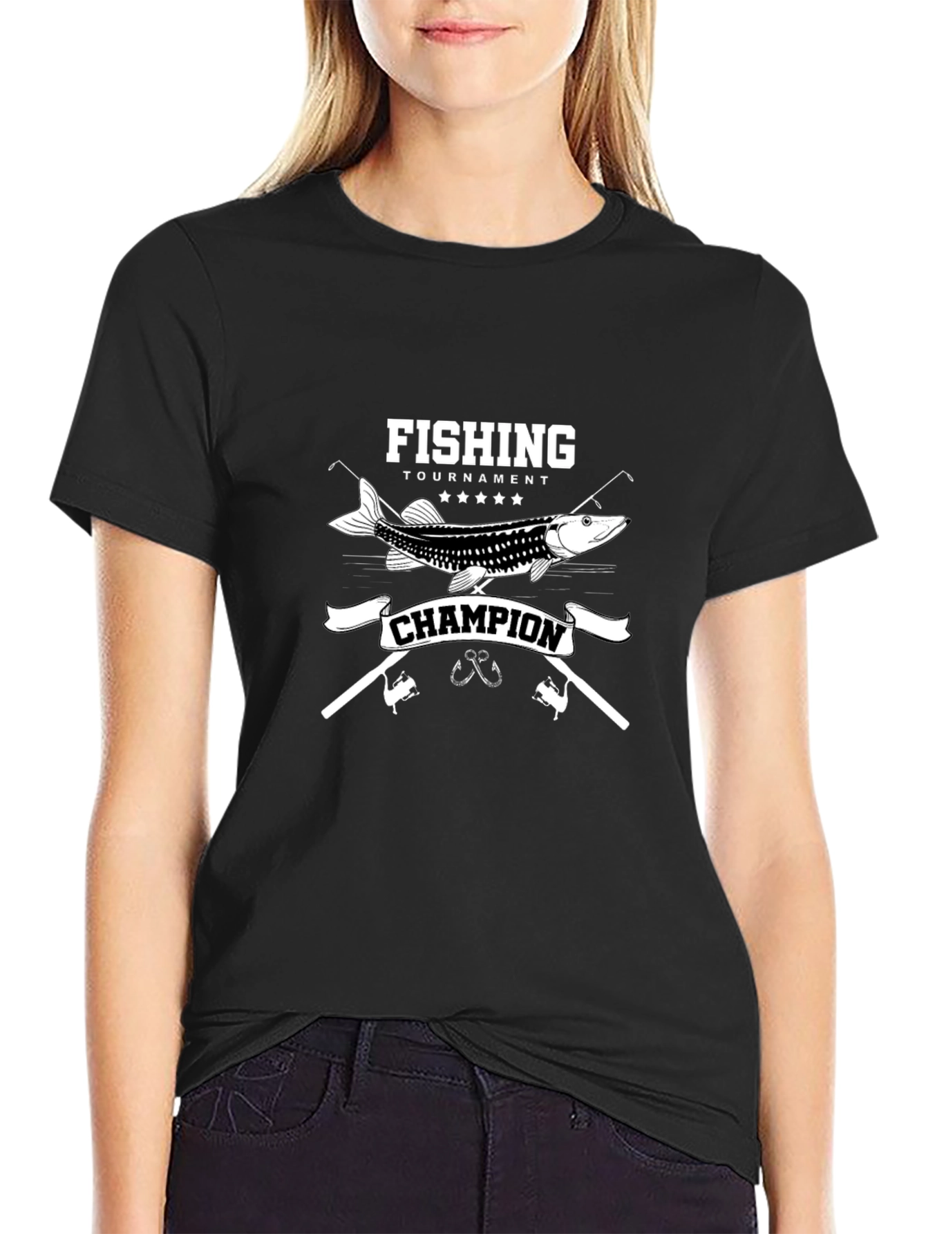 Fishing Tournament Champion Black T-Shirt