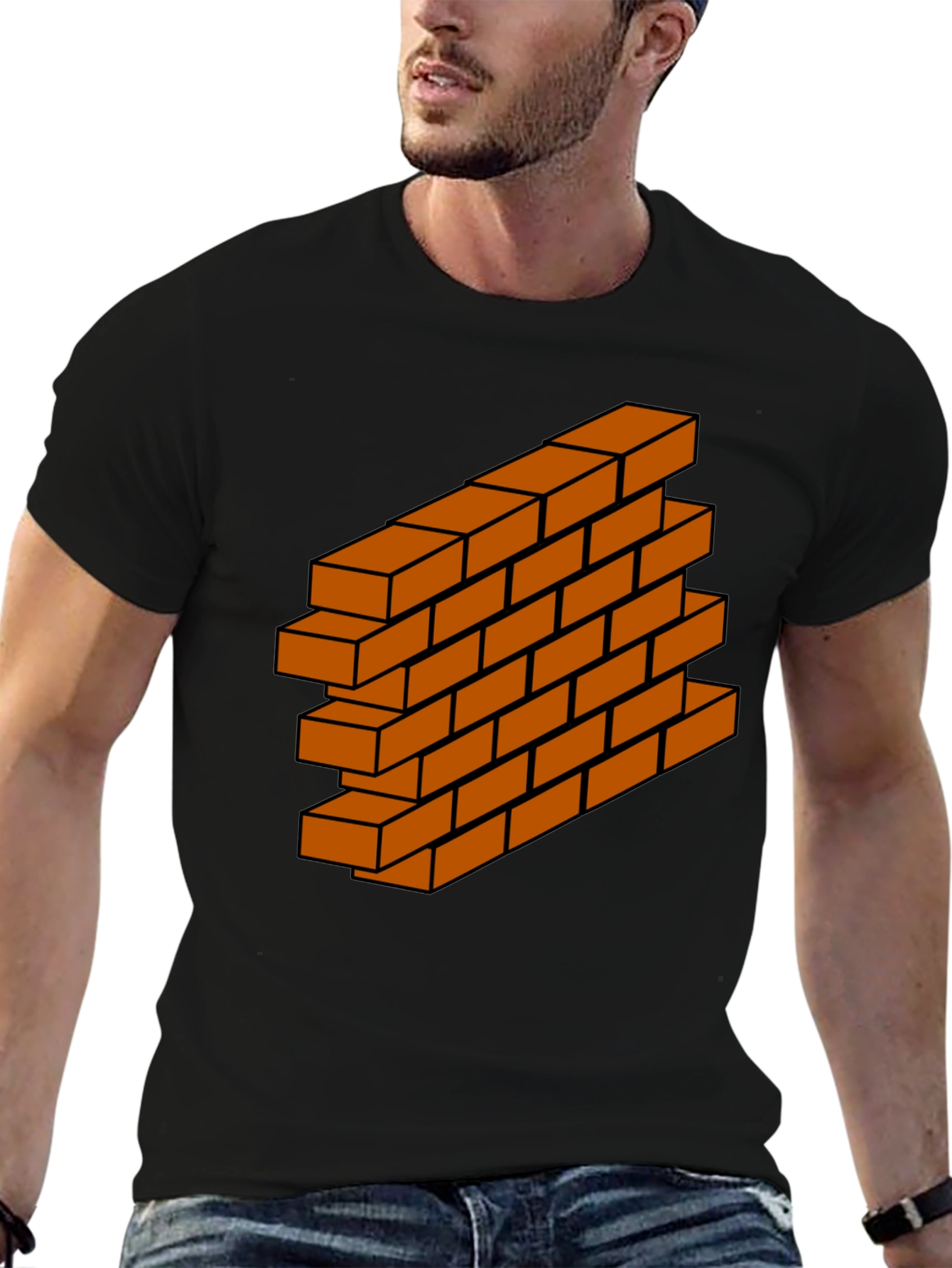 Brick Wall Graphic Tee - Optical Illusion Design