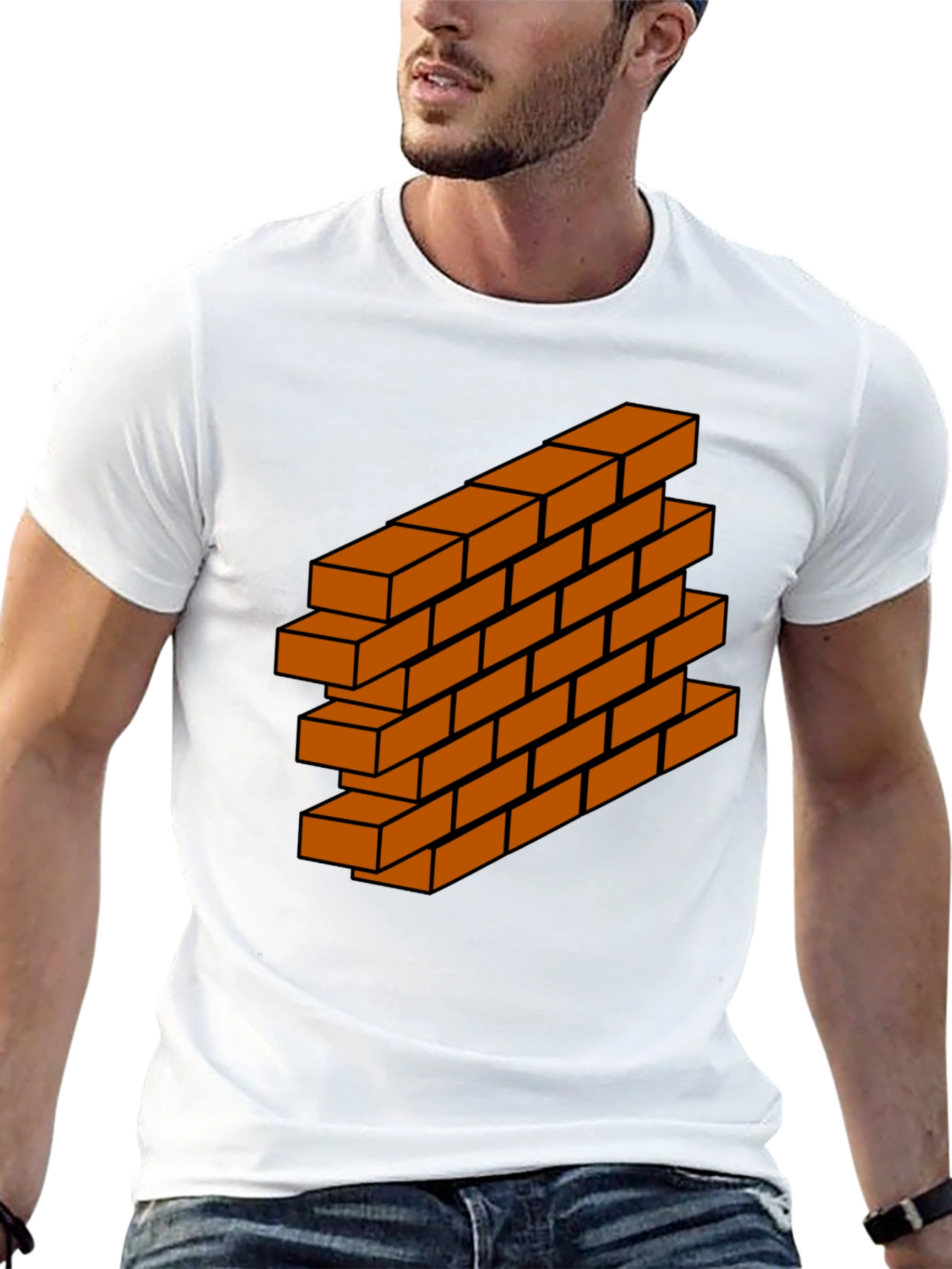 Brick Wall Graphic Tee - Optical Illusion Design