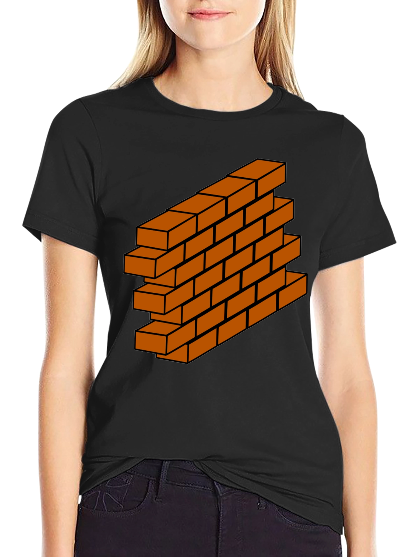 Brick Wall Graphic Tee - Optical Illusion Design