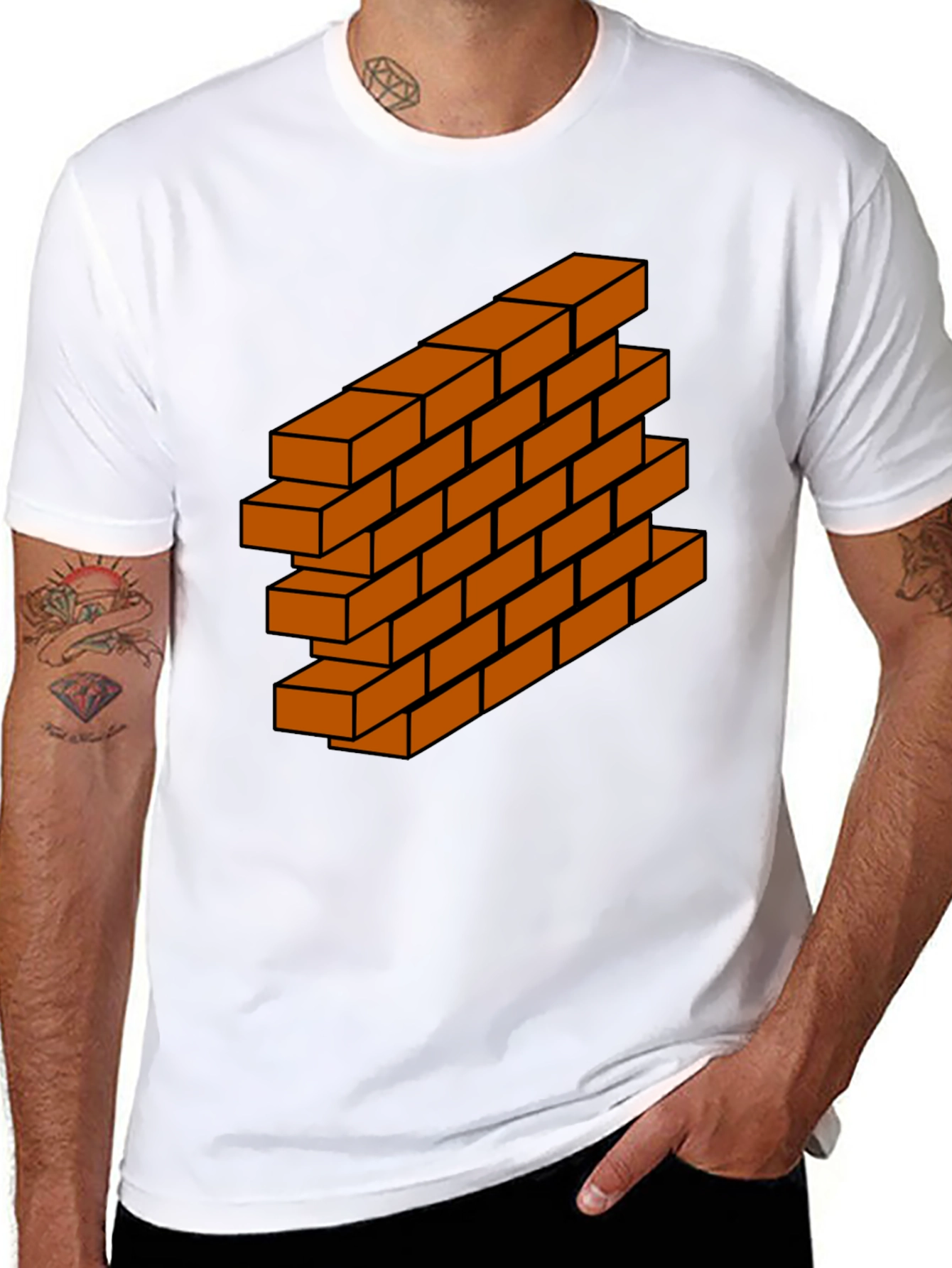 Brick Wall Graphic Tee - Optical Illusion Design