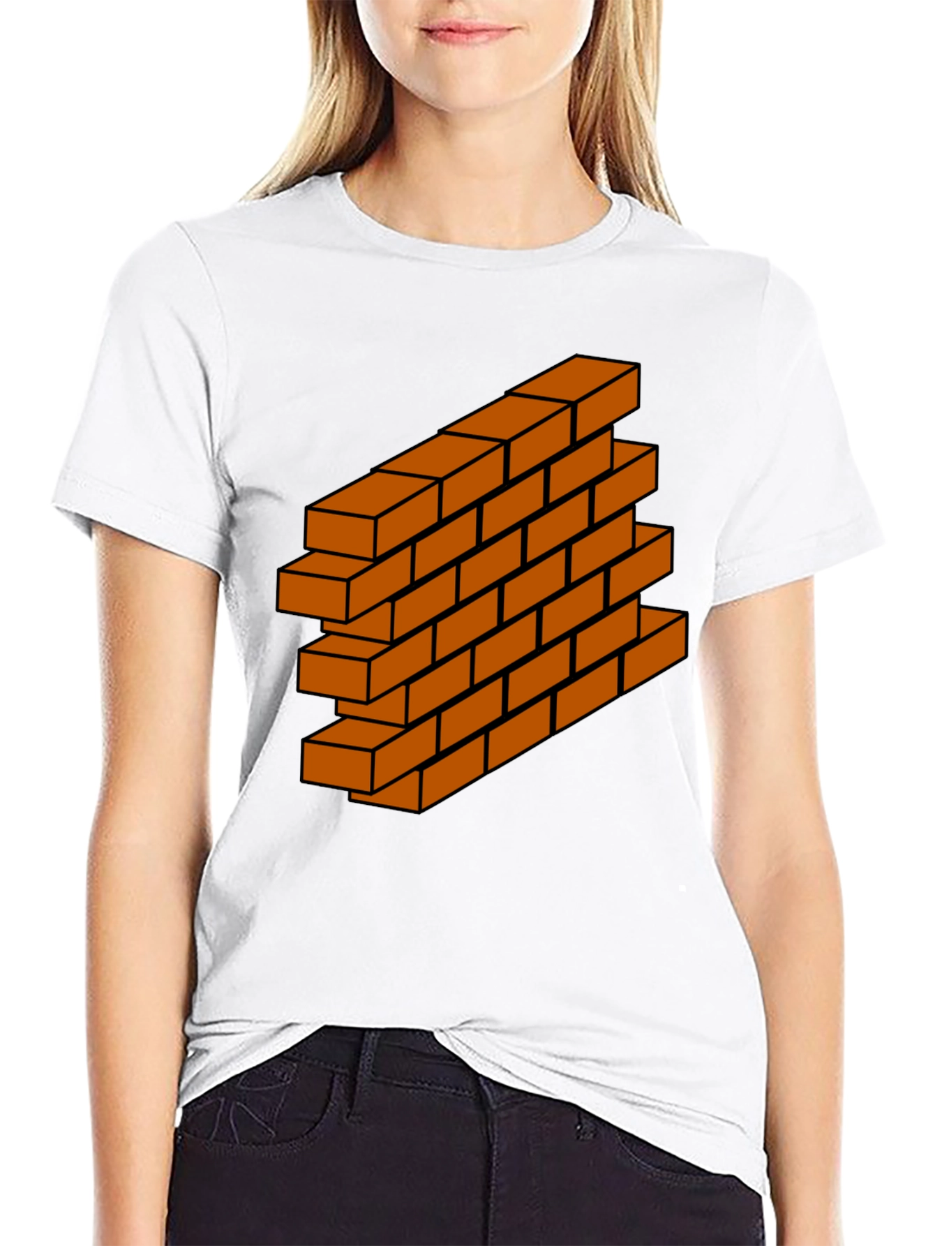 Brick Wall Graphic Tee - Optical Illusion Design