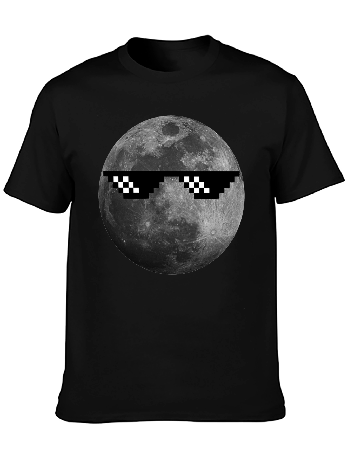 Cool Moon Pixel Sunglasses Black T-Shirt
