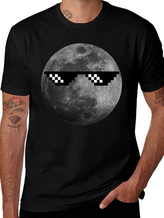 Cool Moon Pixel Sunglasses Black T-Shirt