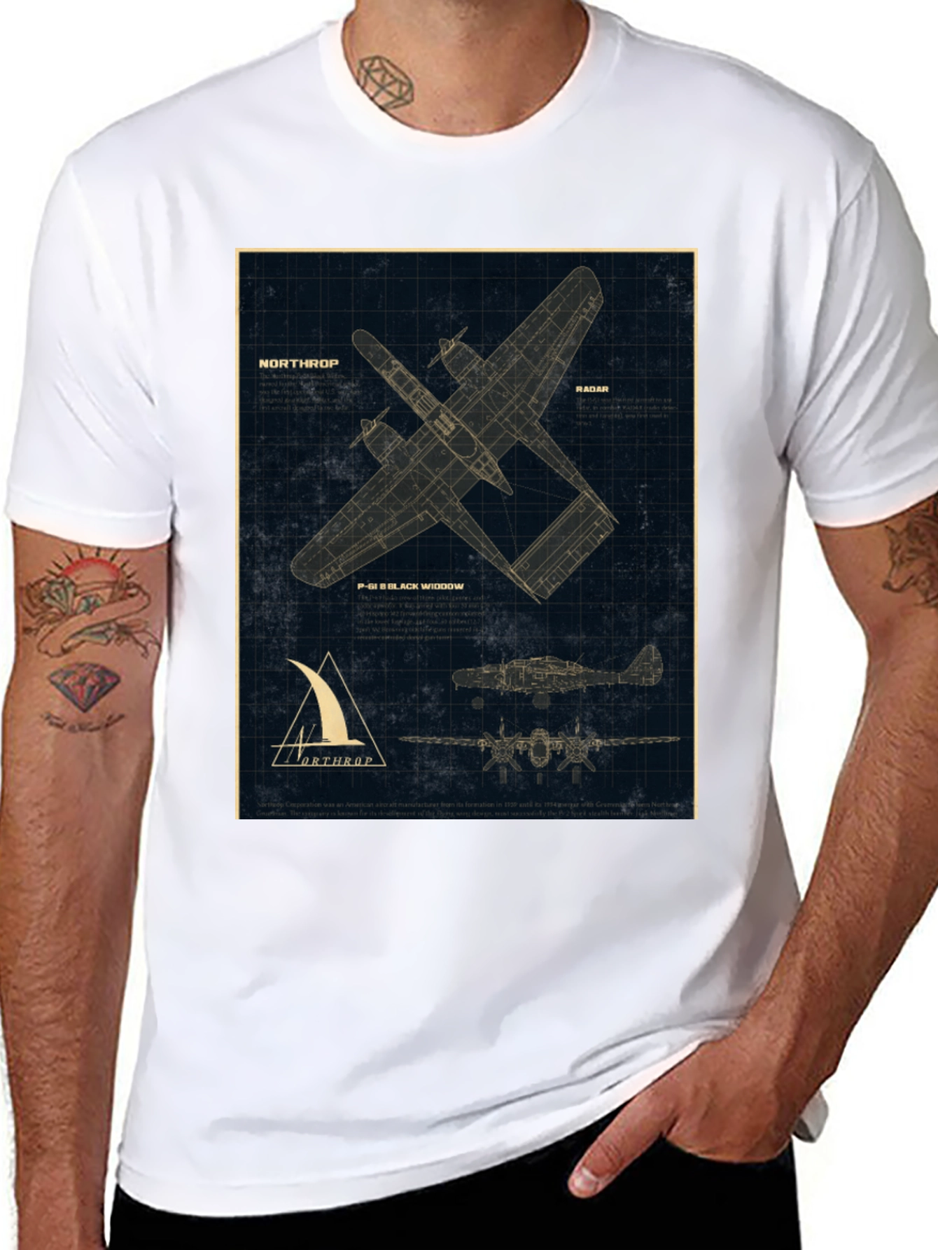 Northrop P-61 Black Widow Blueprint T-Shirt