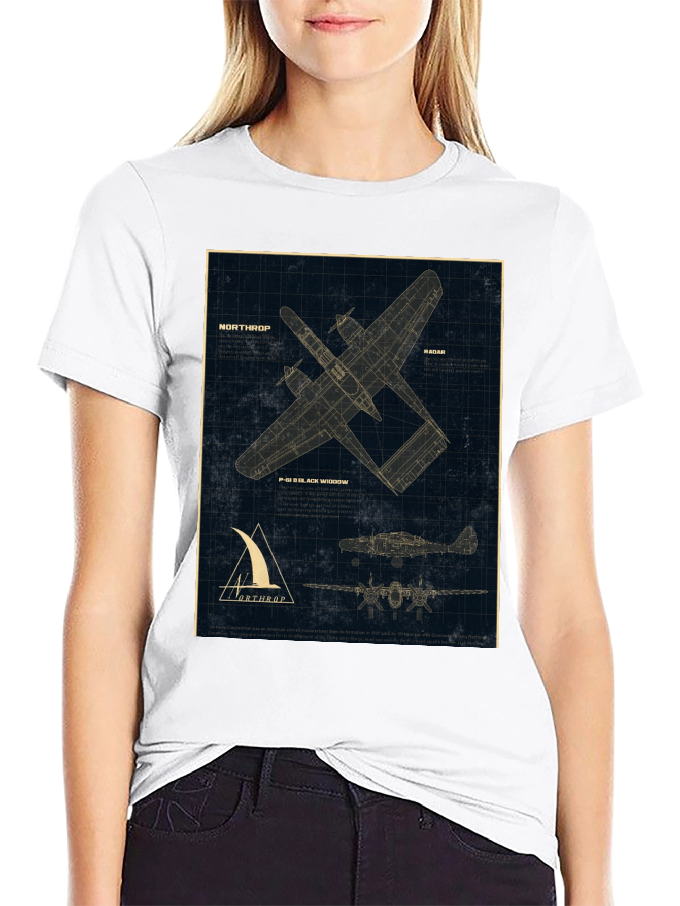 Northrop P-61 Black Widow Blueprint T-Shirt