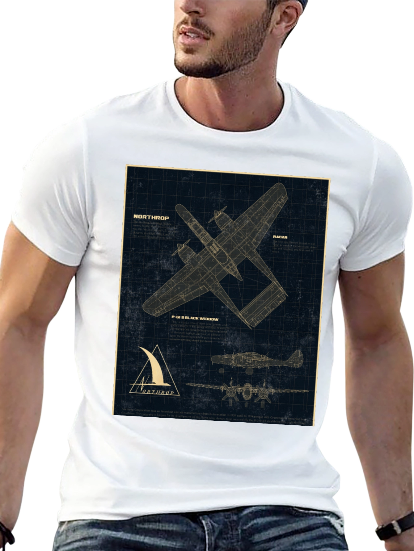 Northrop P-61 Black Widow Blueprint T-Shirt