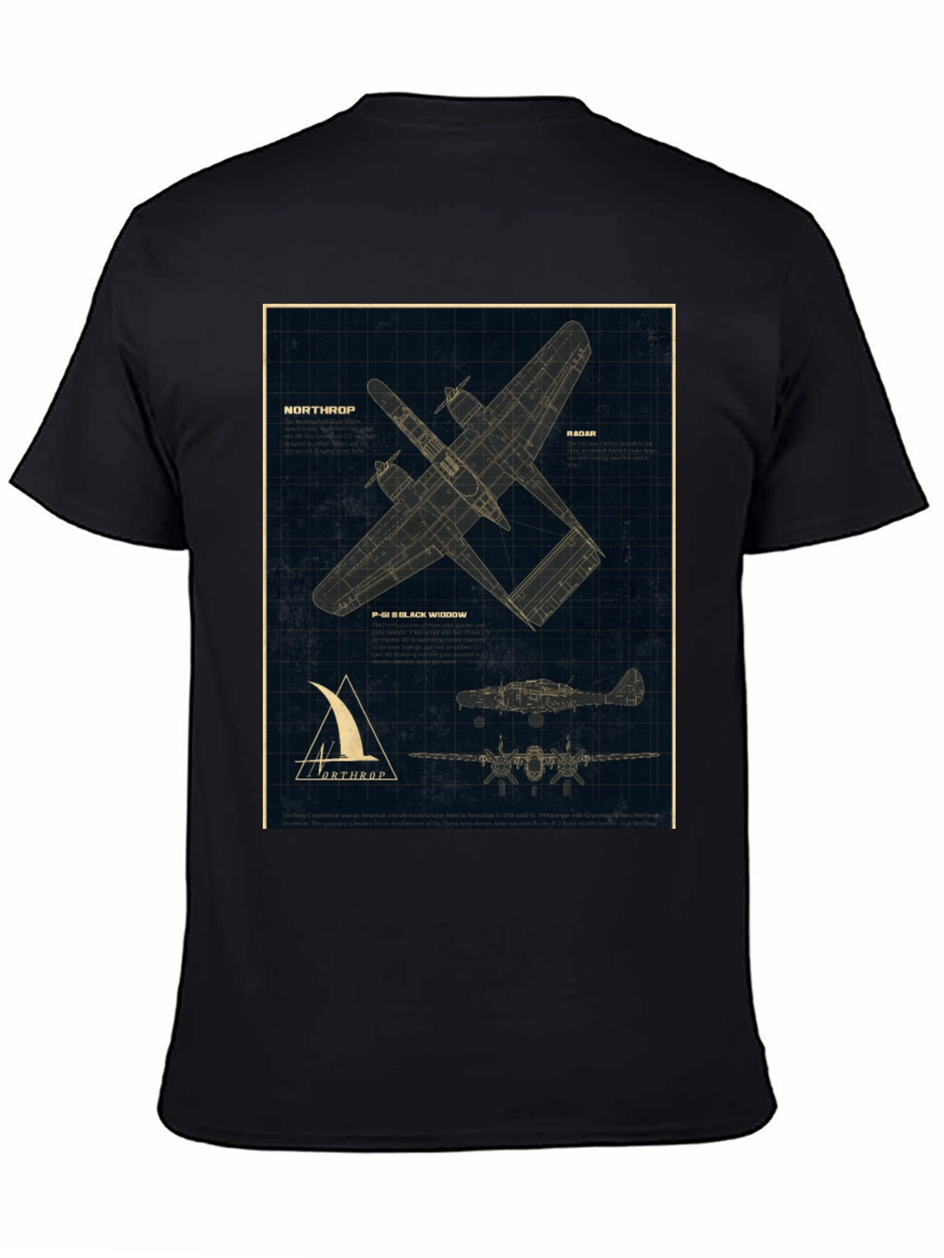 Northrop P-61 Black Widow Blueprint T-Shirt