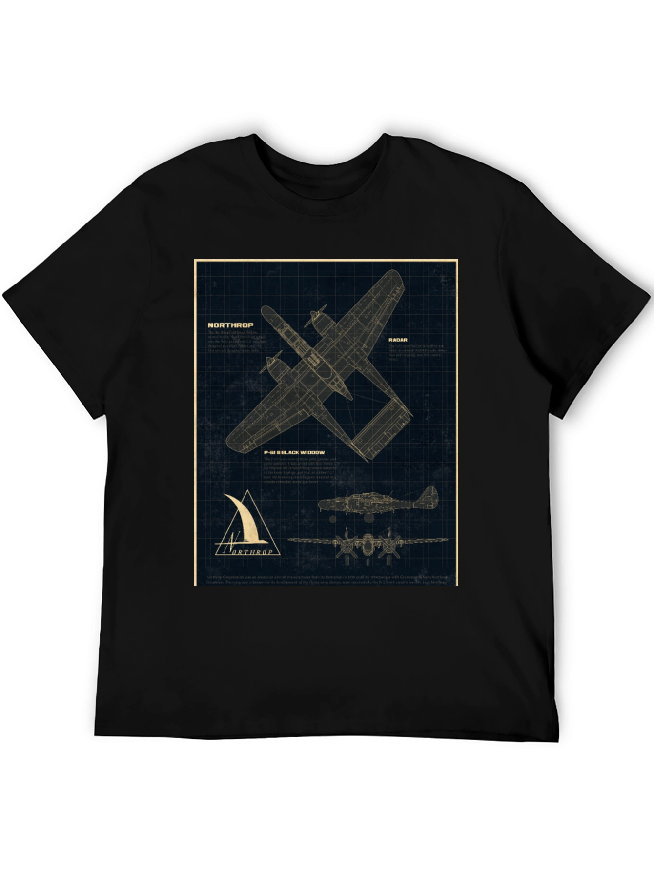 Northrop P-61 Black Widow Blueprint T-Shirt