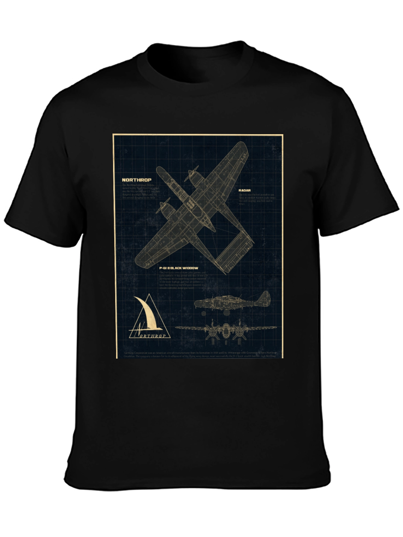 Northrop P-61 Black Widow Blueprint T-Shirt