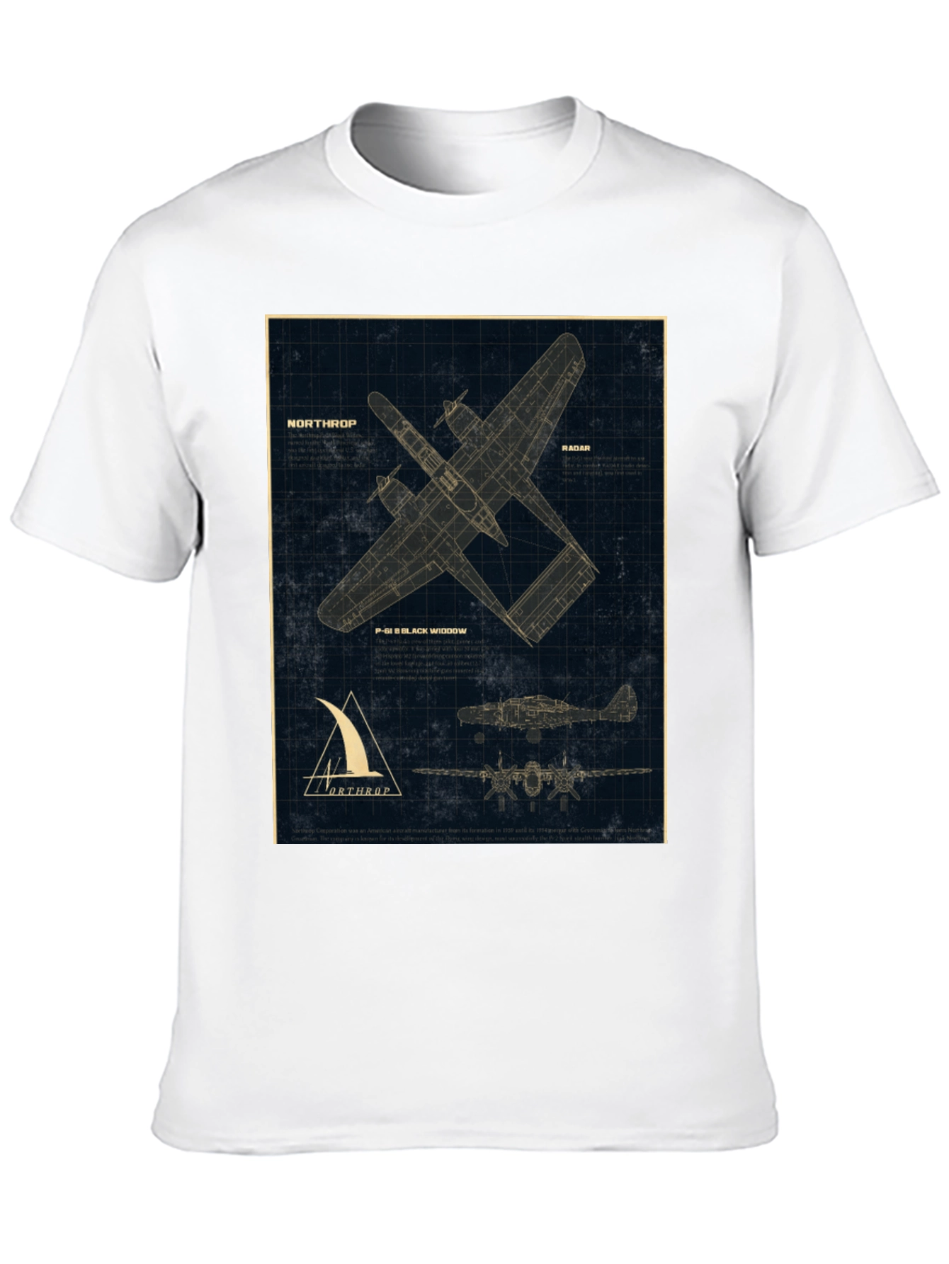 Northrop P-61 Black Widow Blueprint T-Shirt