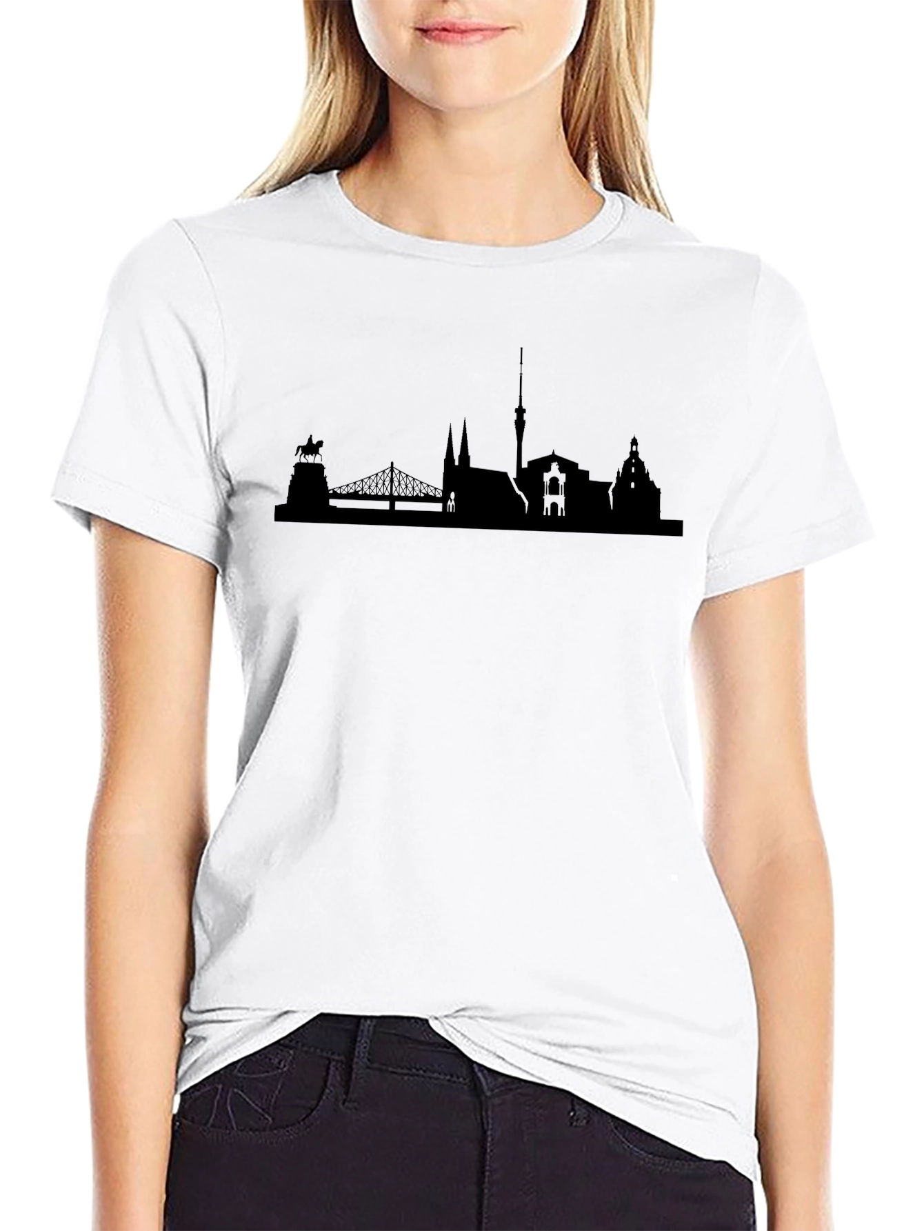 Dresden Skyline Silhouette Black T-Shirt