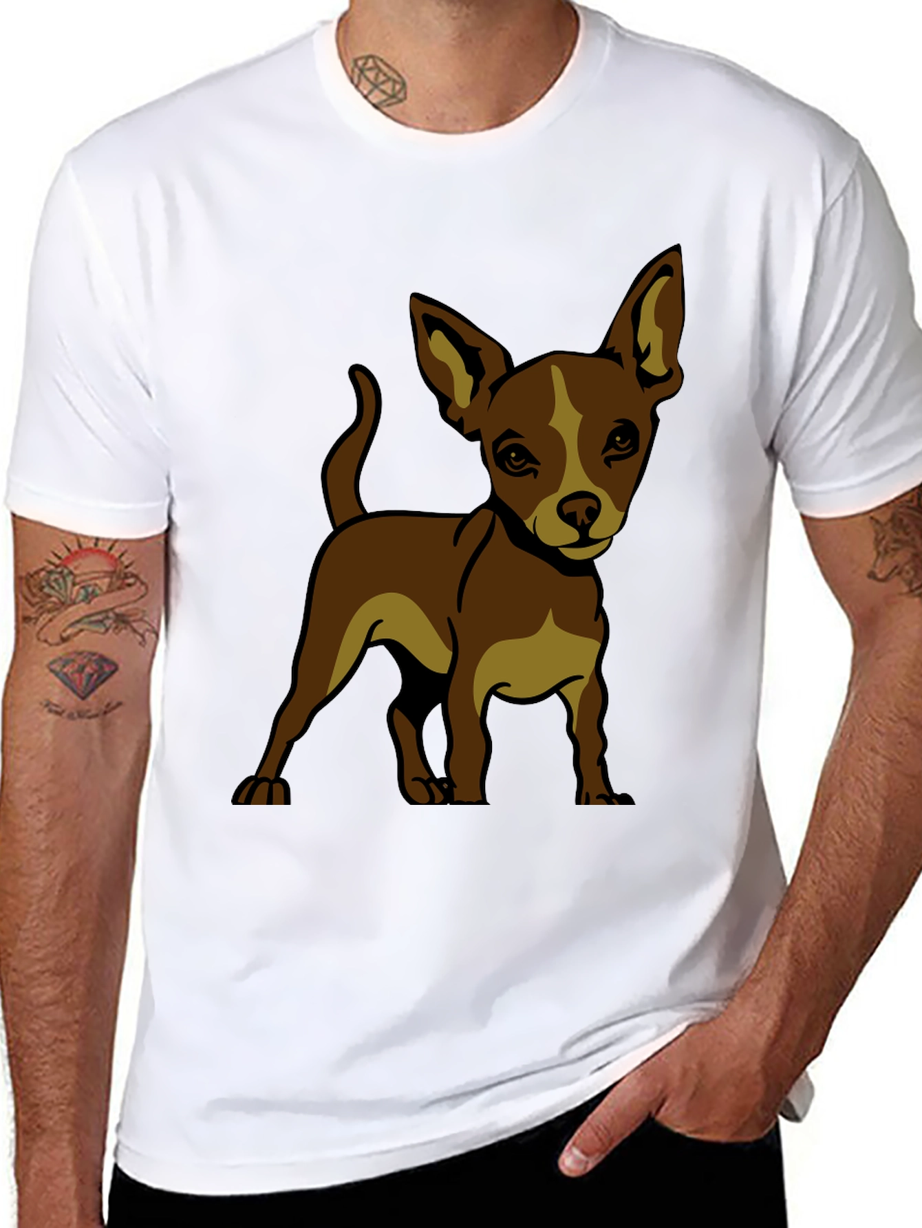 Chihuahua Dog Graphic T-Shirt - Black