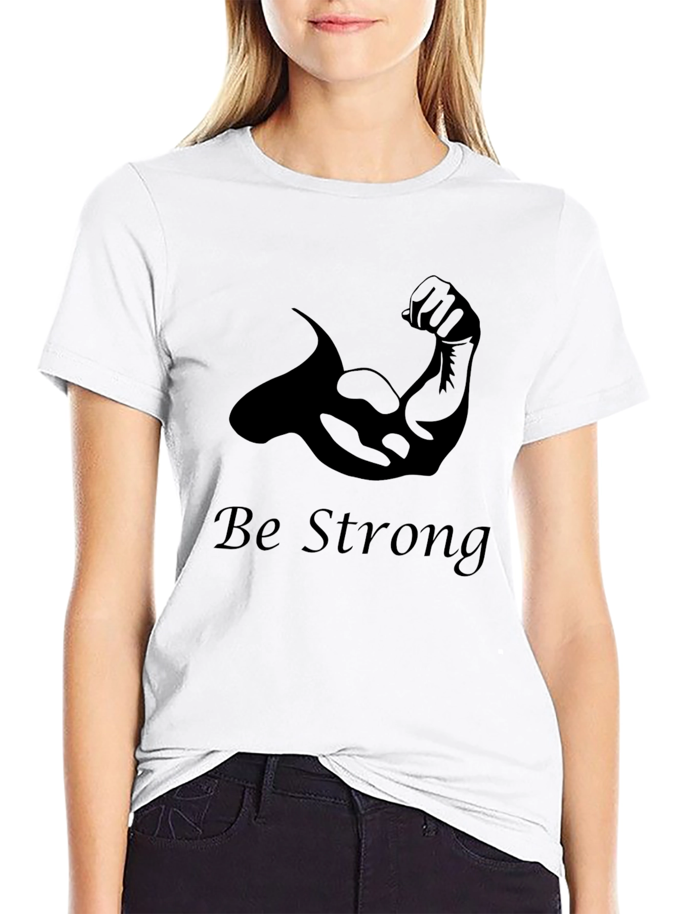 Be Strong Graphic Tee - Black Cotton T-Shirt