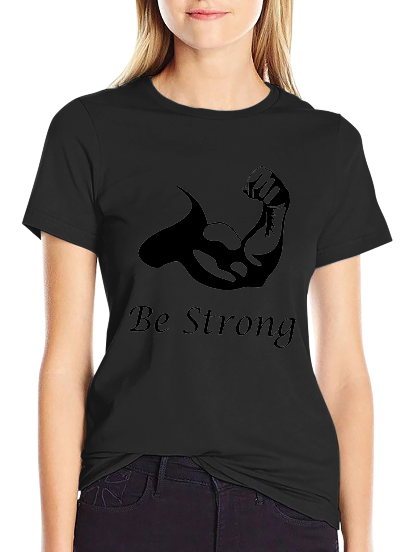 Be Strong Graphic Tee - Black Cotton T-Shirt