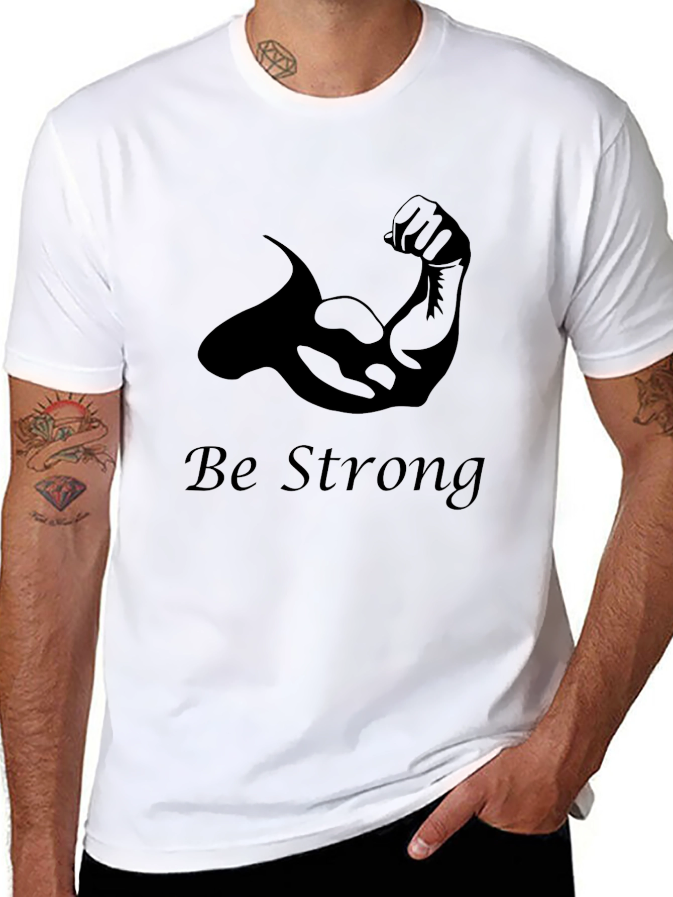 Be Strong Graphic Tee - Black Cotton T-Shirt