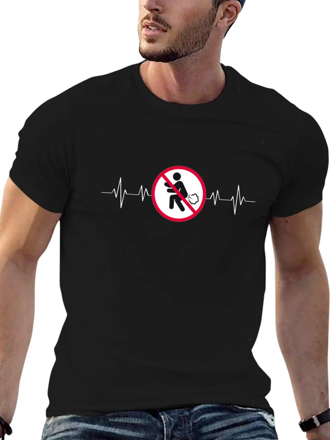 No Farting T-Shirt ECG Line Funny Tee