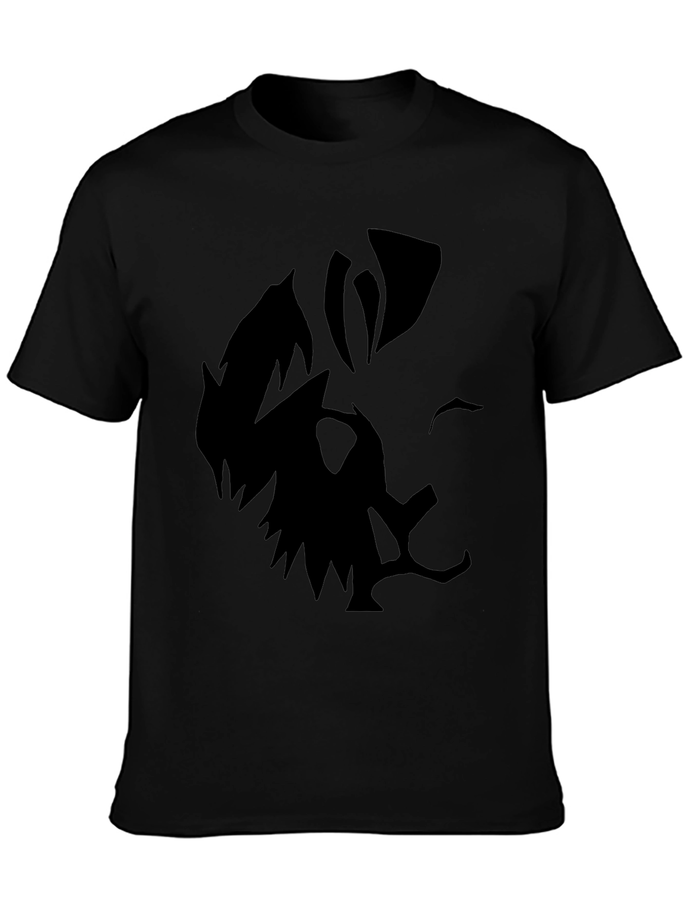 Mens Black Graphic Tee - Abstract Face Design