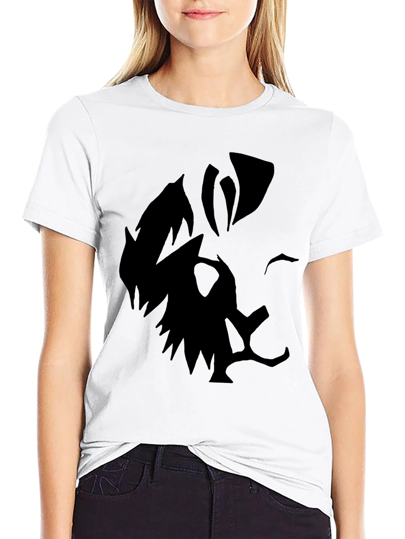 Mens Black Graphic Tee - Abstract Face Design