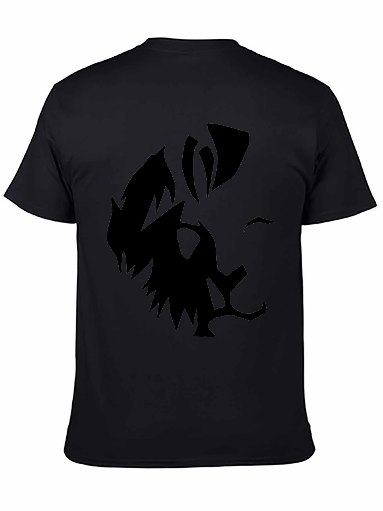 Mens Black Graphic Tee - Abstract Face Design
