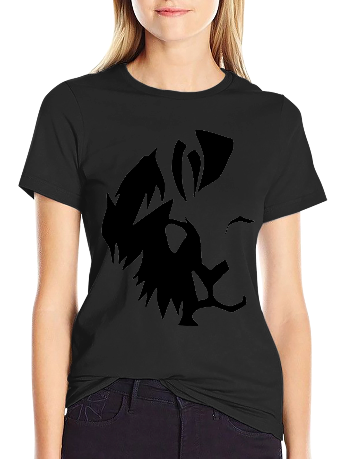 Mens Black Graphic Tee - Abstract Face Design
