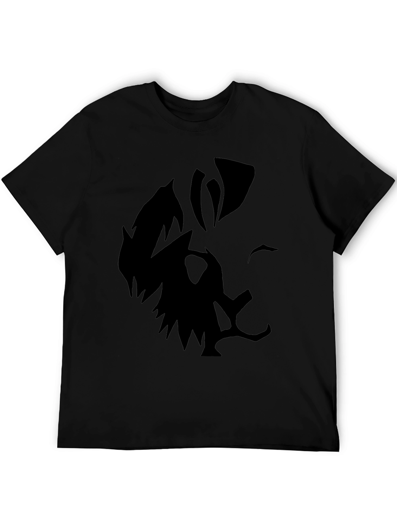 Mens Black Graphic Tee - Abstract Face Design
