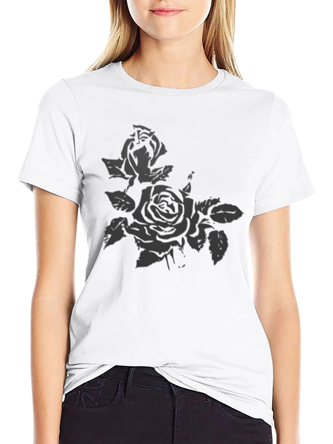 Black Rose Graphic Tee | Modern Floral Design