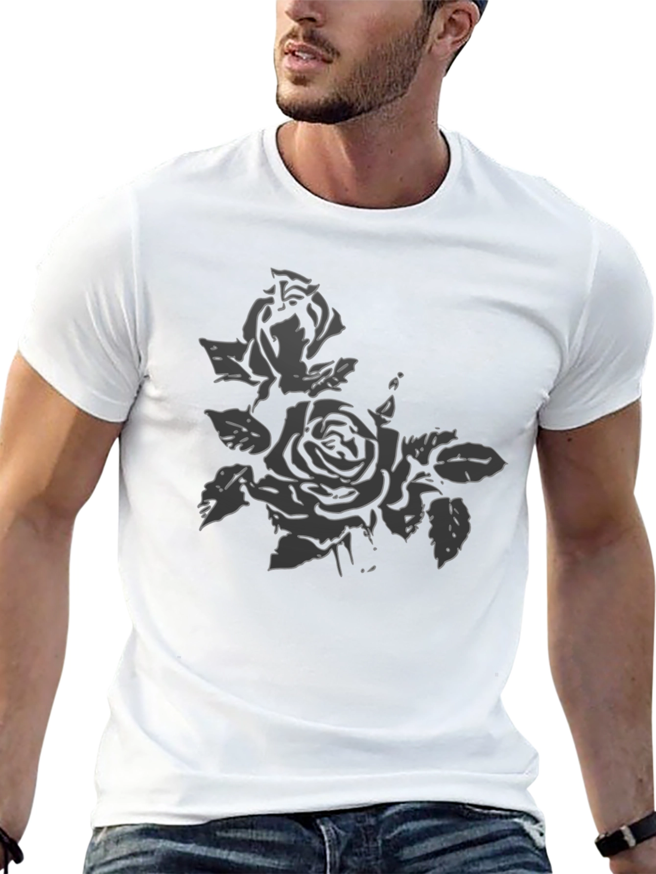 Black Rose Graphic Tee | Modern Floral Design