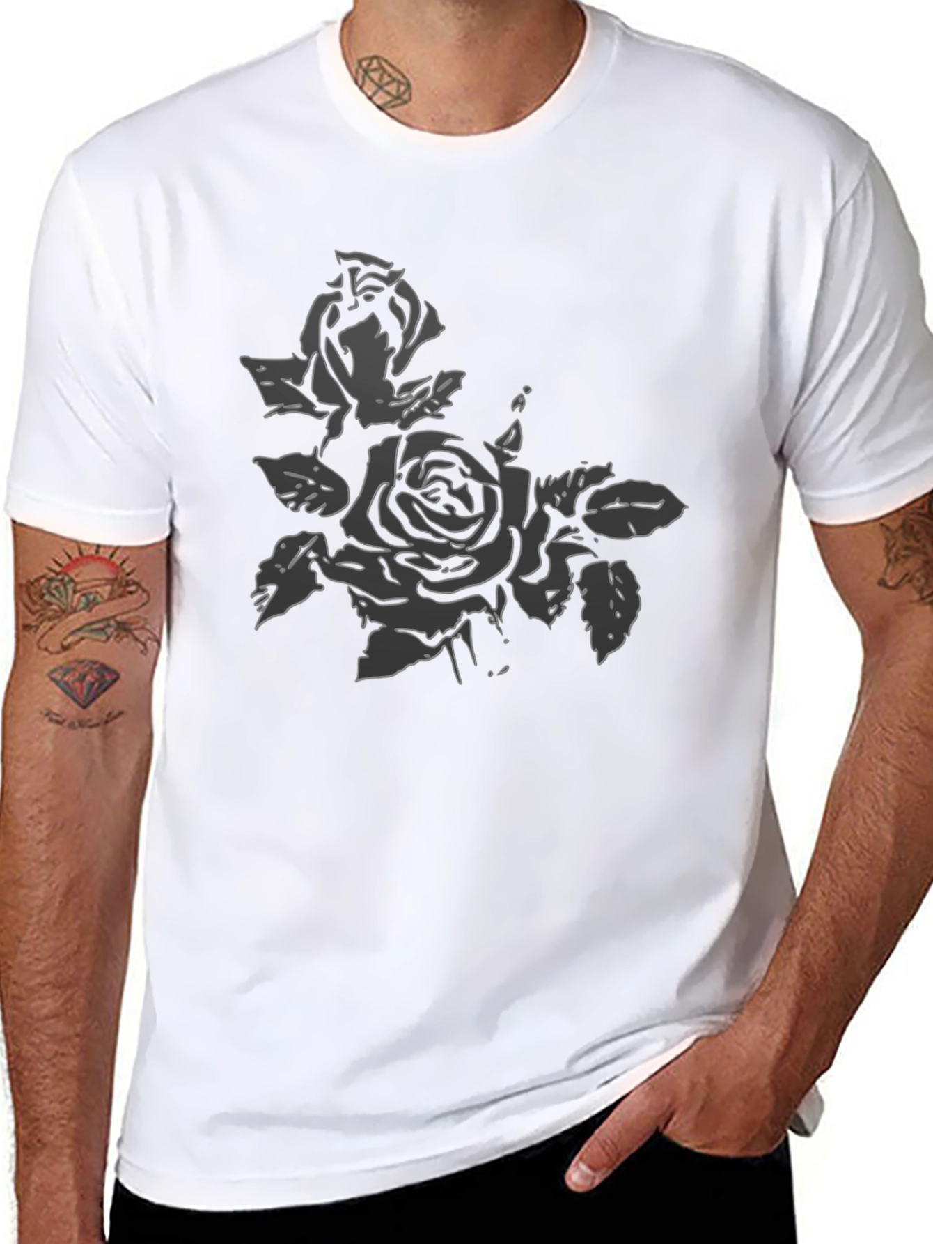 Black Rose Graphic Tee | Modern Floral Design
