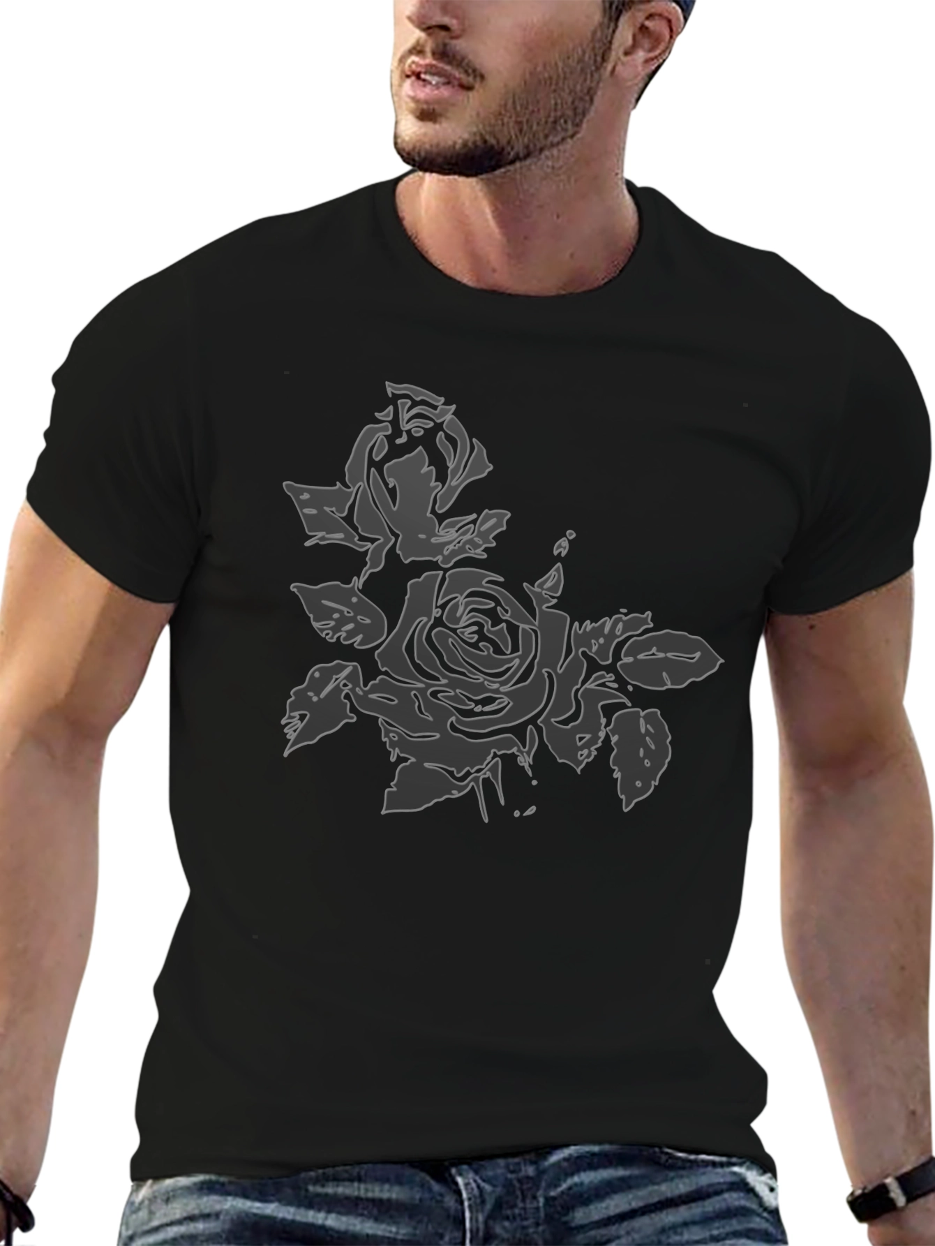 Black Rose Graphic Tee | Modern Floral Design