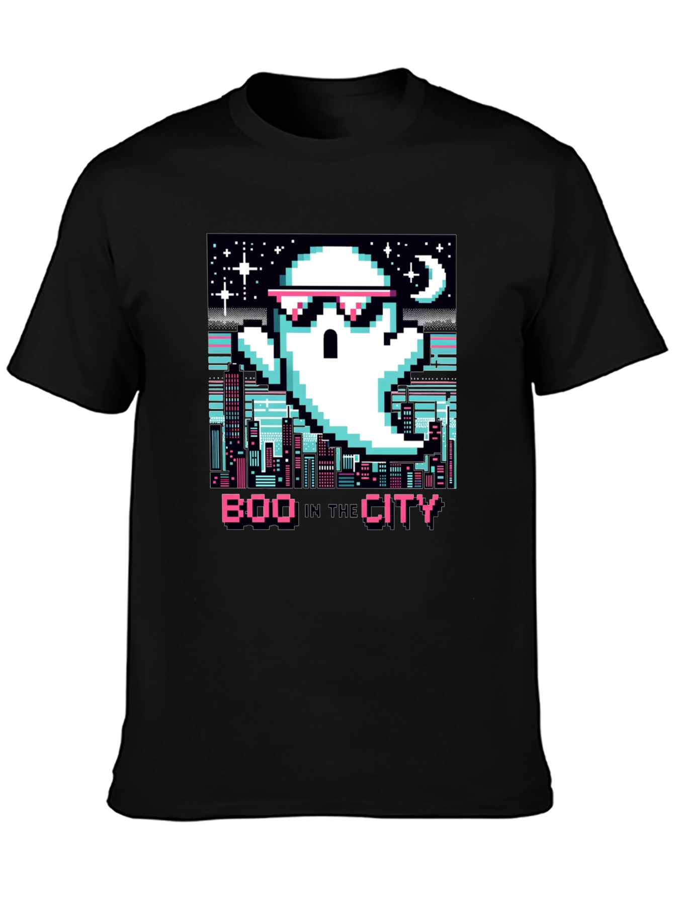 Boo In The City Pixel Art T-Shirt