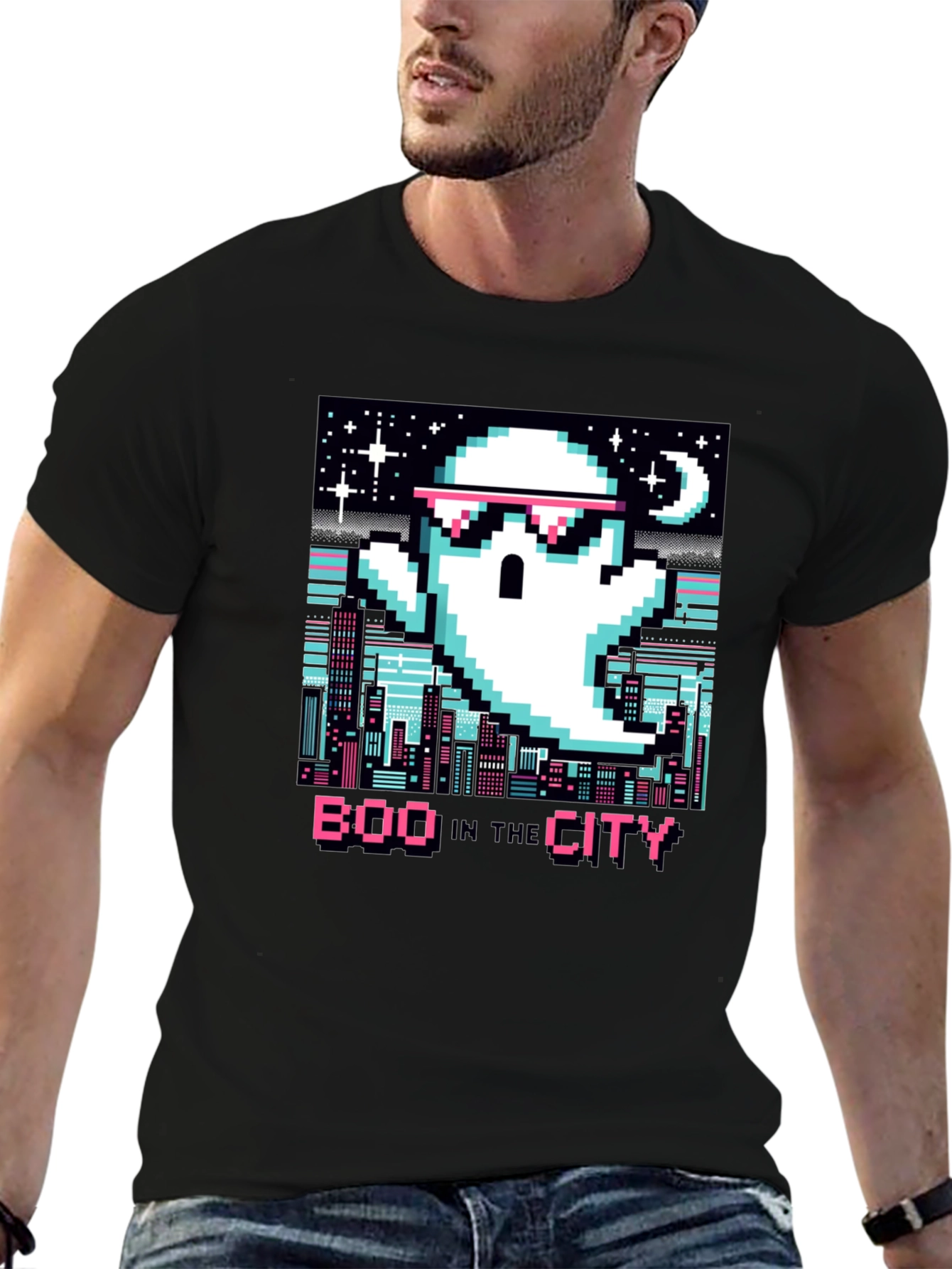 Boo In The City Pixel Art T-Shirt