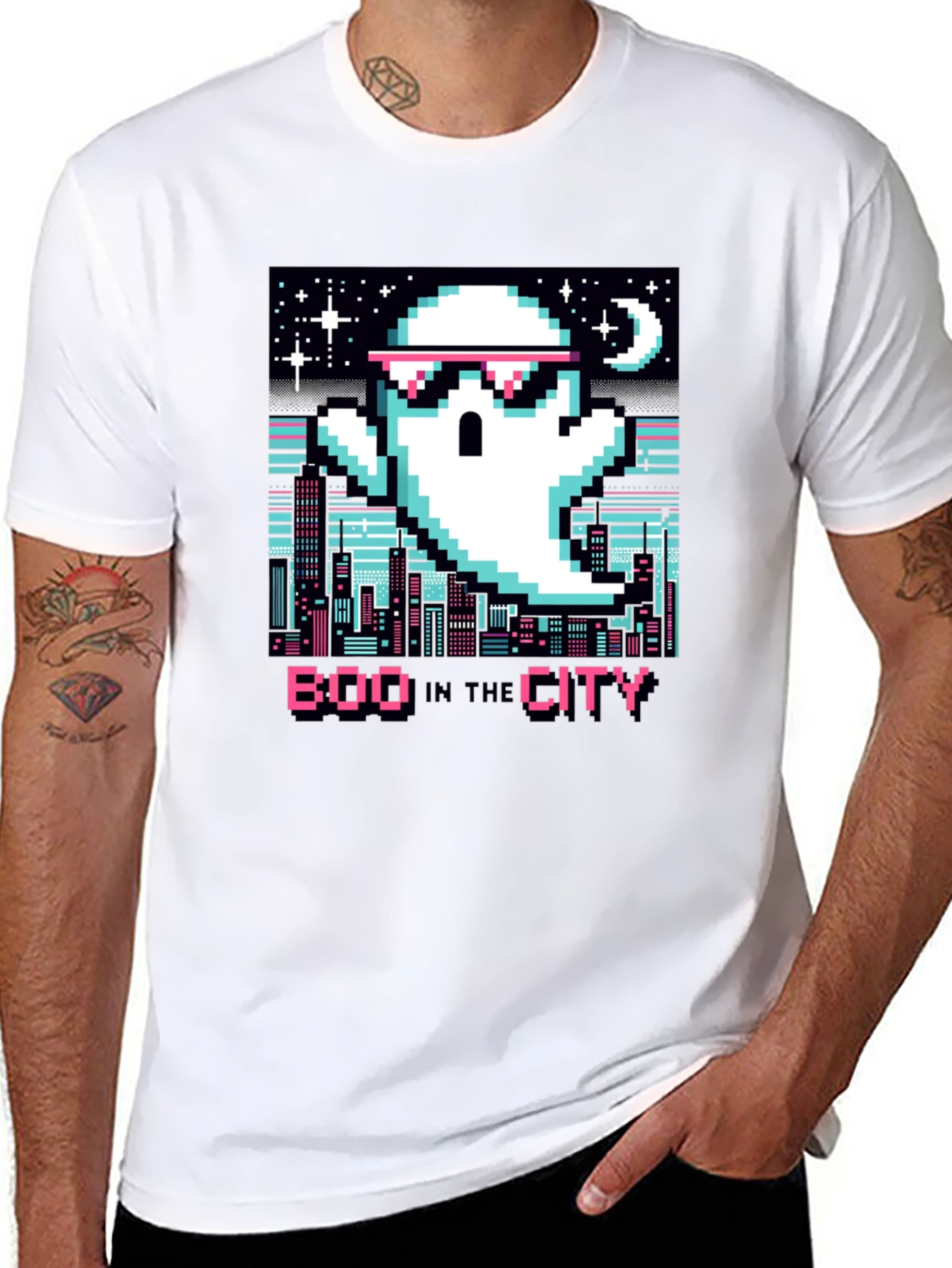 Boo In The City Pixel Art T-Shirt