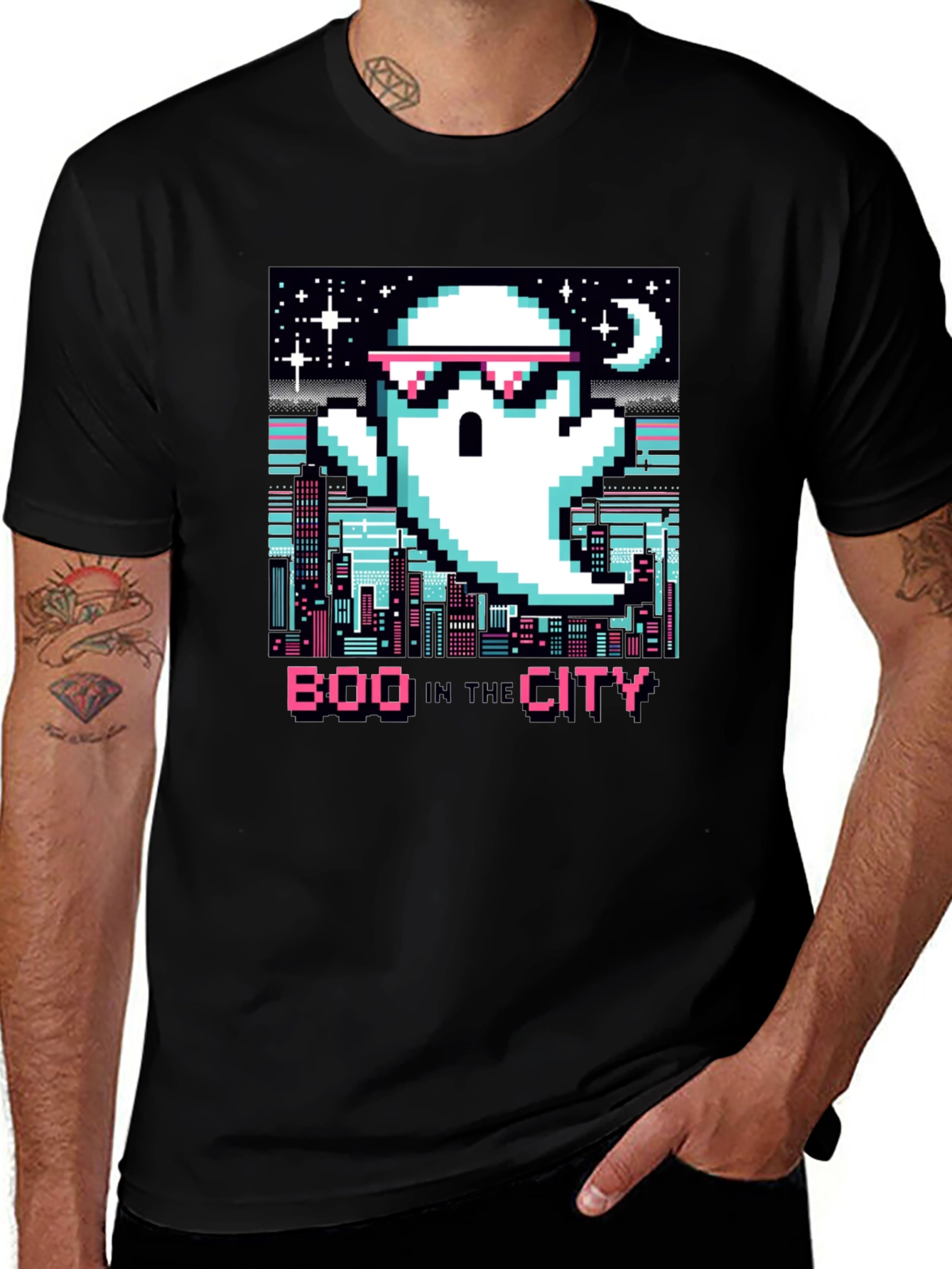 Boo In The City Pixel Art T-Shirt