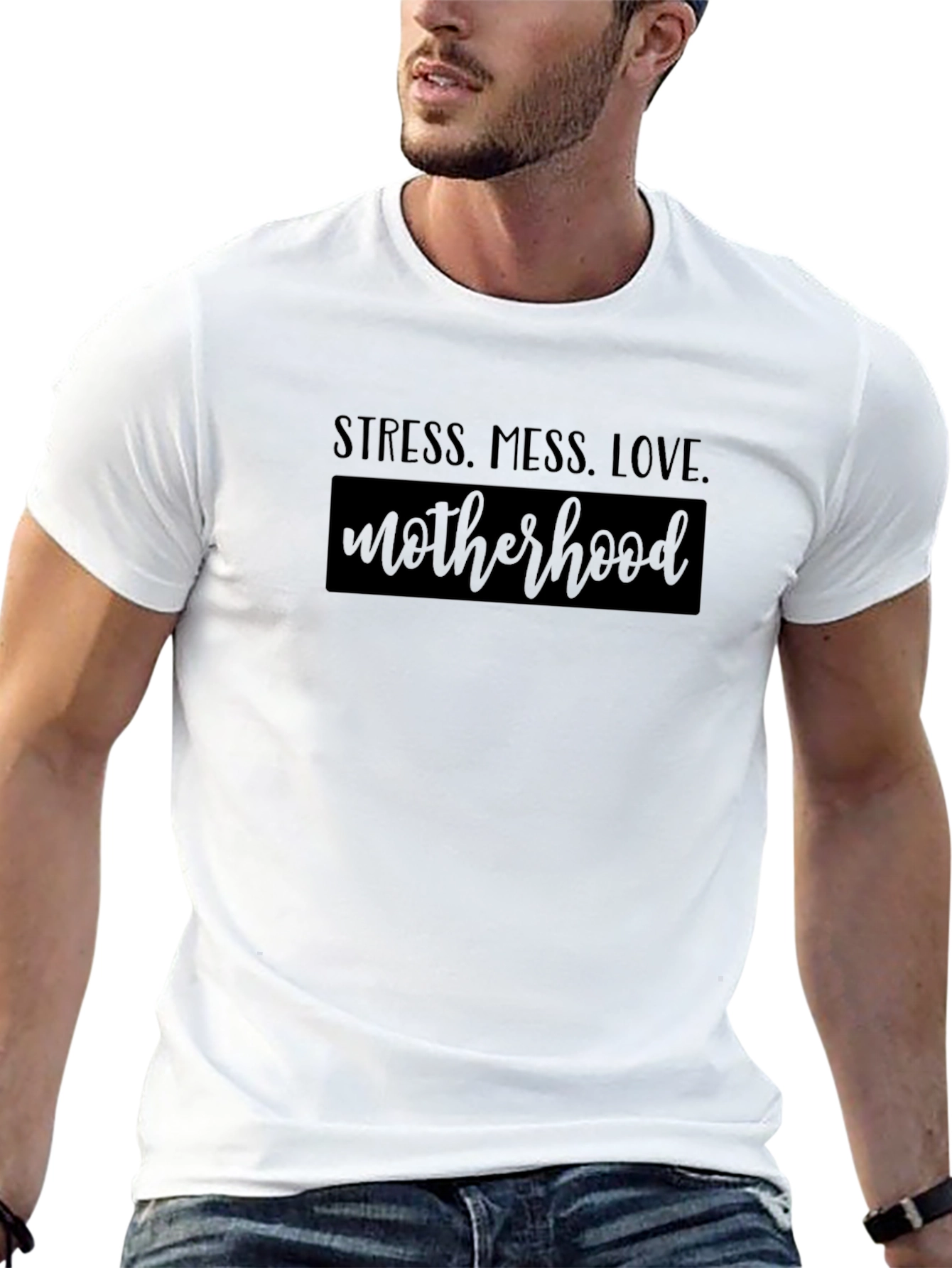 Stress Mess Love Motherhood Black T-Shirt