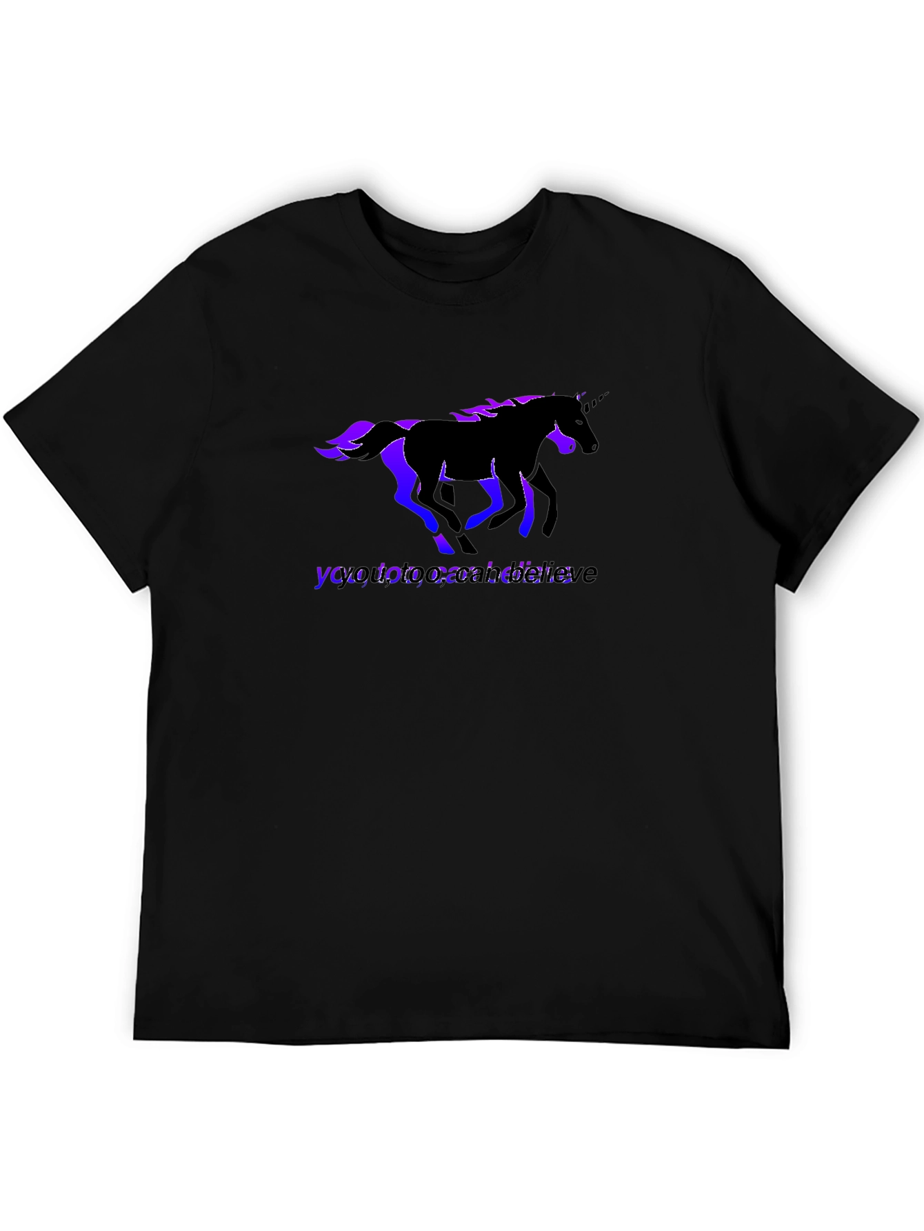 Believe Unicorn Graphic Black Tee
